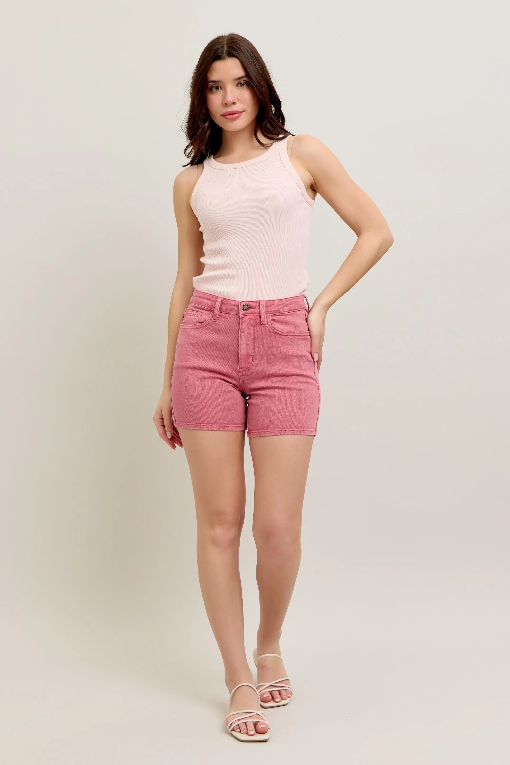 Judy Blue Pink Back Pkt Embroidery Shorts - Image 9