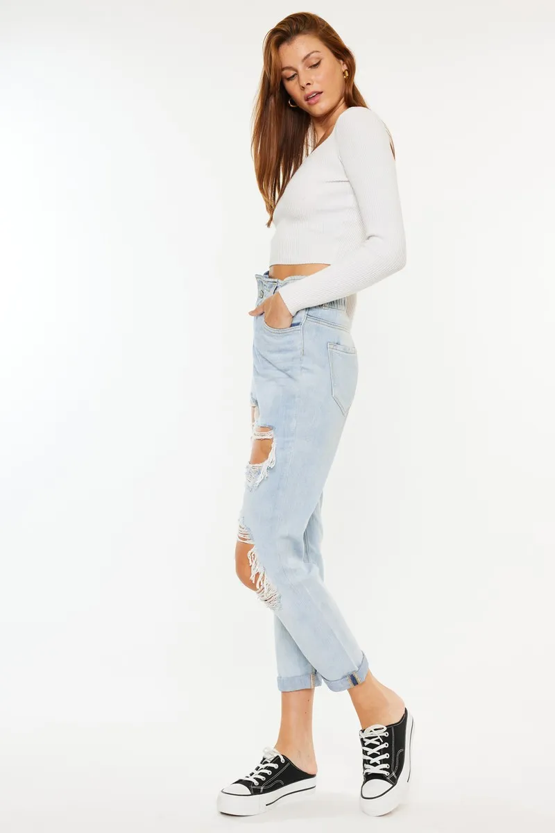 Kancan Open Pack Paperbag Mom Jeans - Image 4