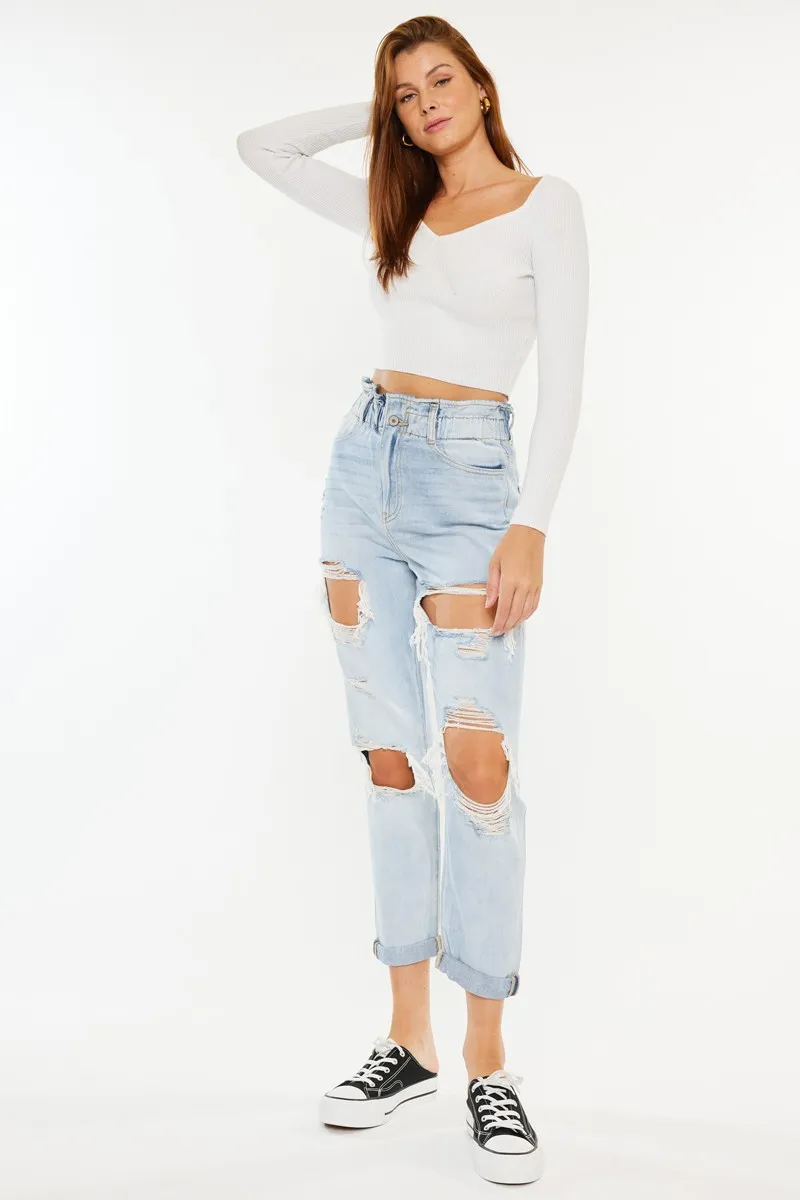 Kancan Open Pack Paperbag Mom Jeans - Image 5