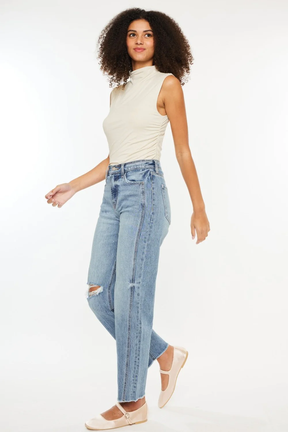 Kancan Ultra High Rise Distressed Straight Jeans - Image 3