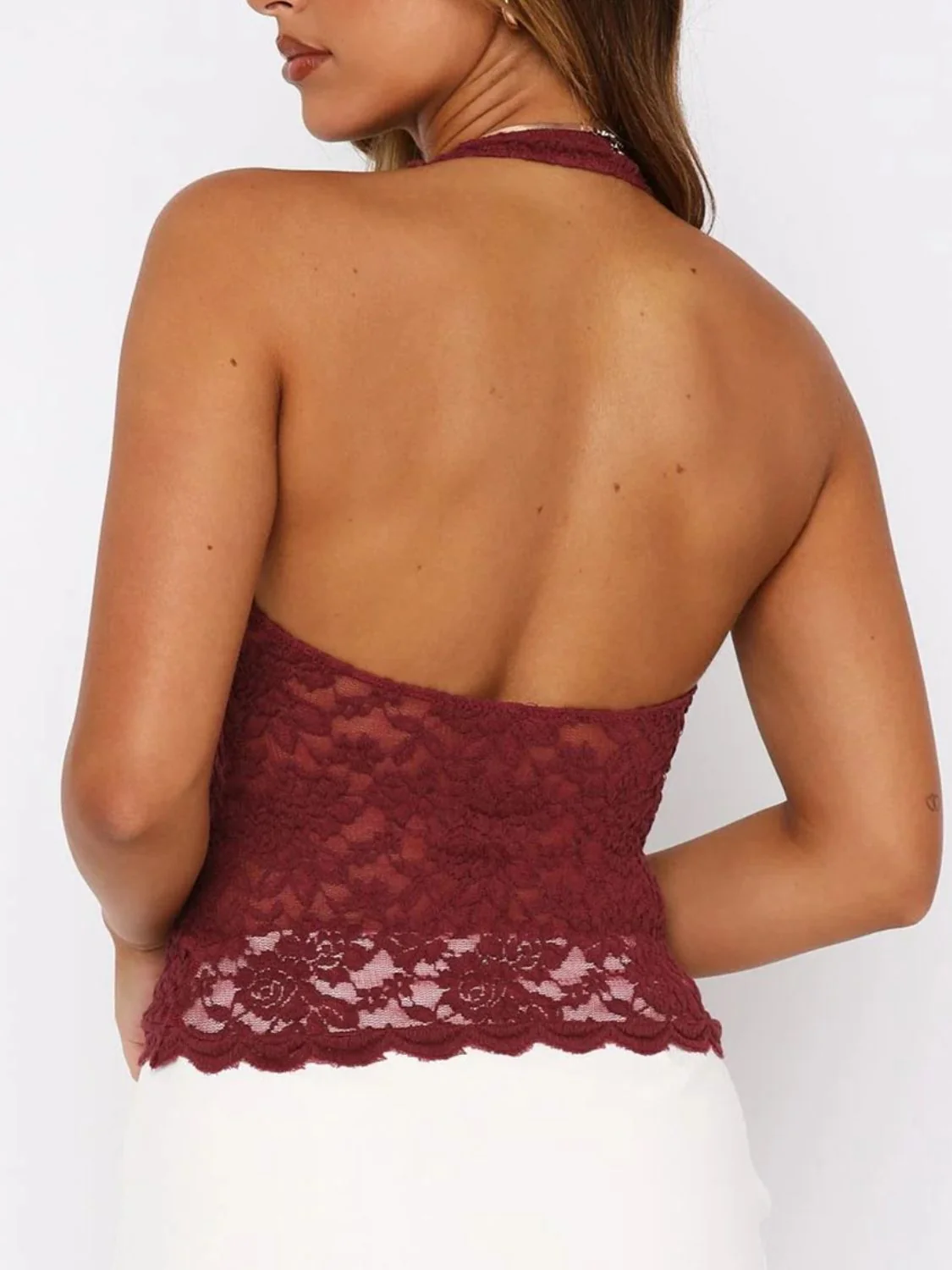 Lace Backless Halter Neck Cami - Image 12
