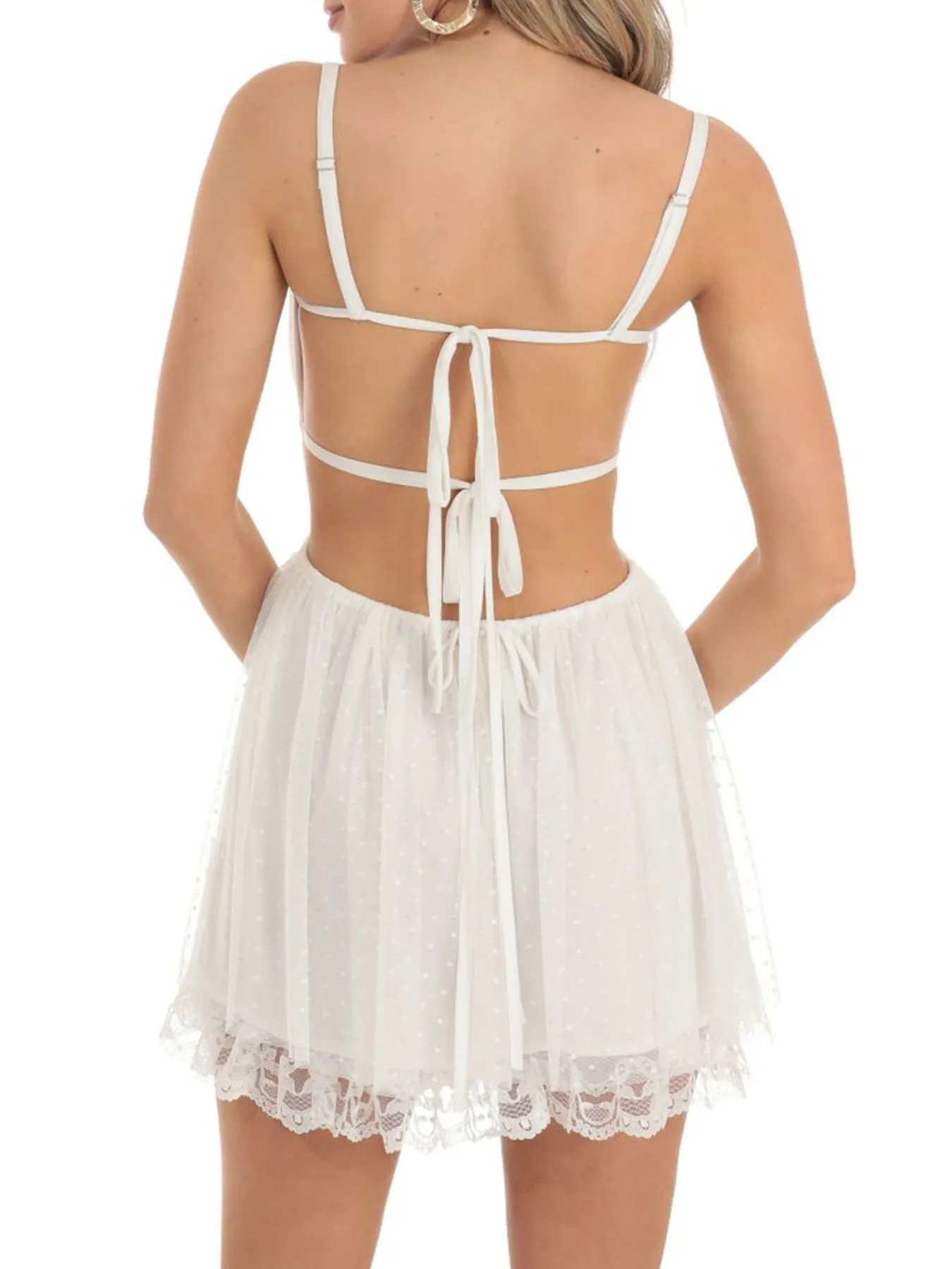 Lace Backless Mini Cami Dress - Image 6