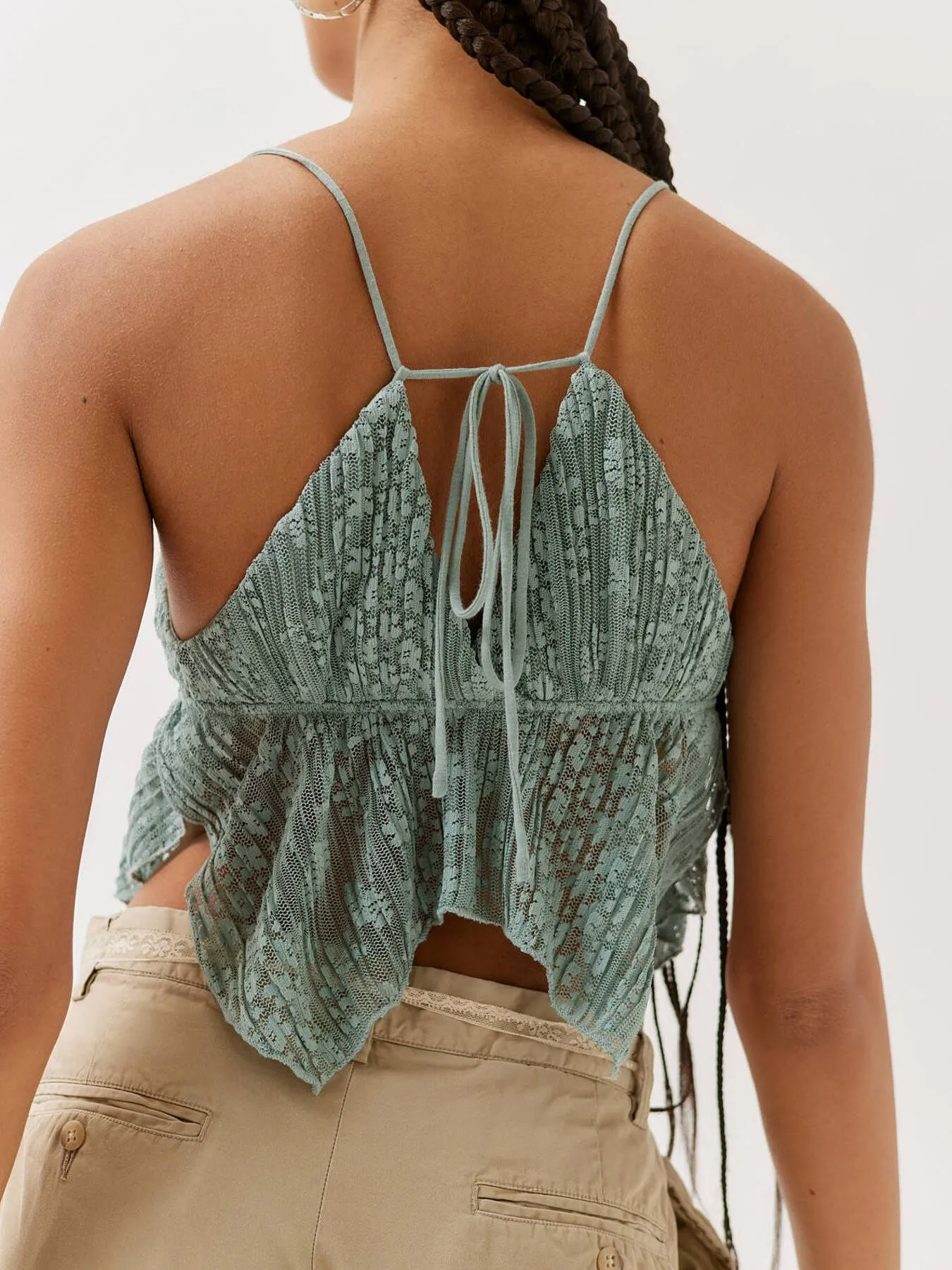 Lace Cropped Cami with Flowy Hem - Image 11
