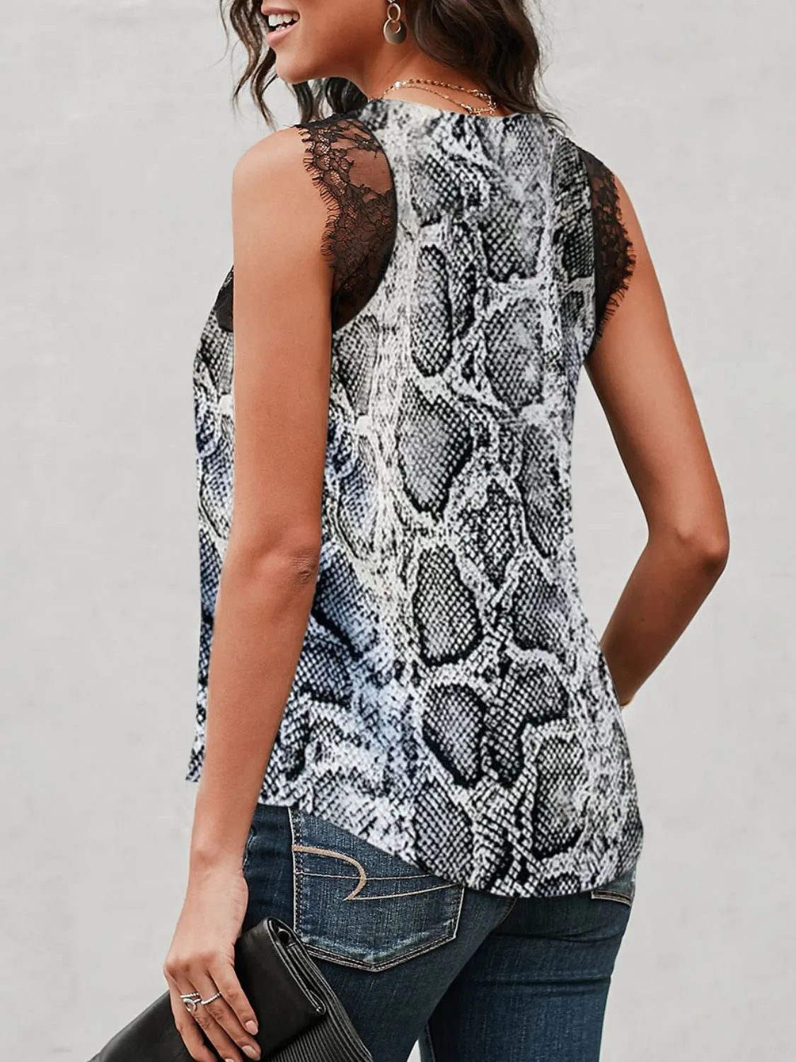 Lace Detail V-Neck Tank - Image 4