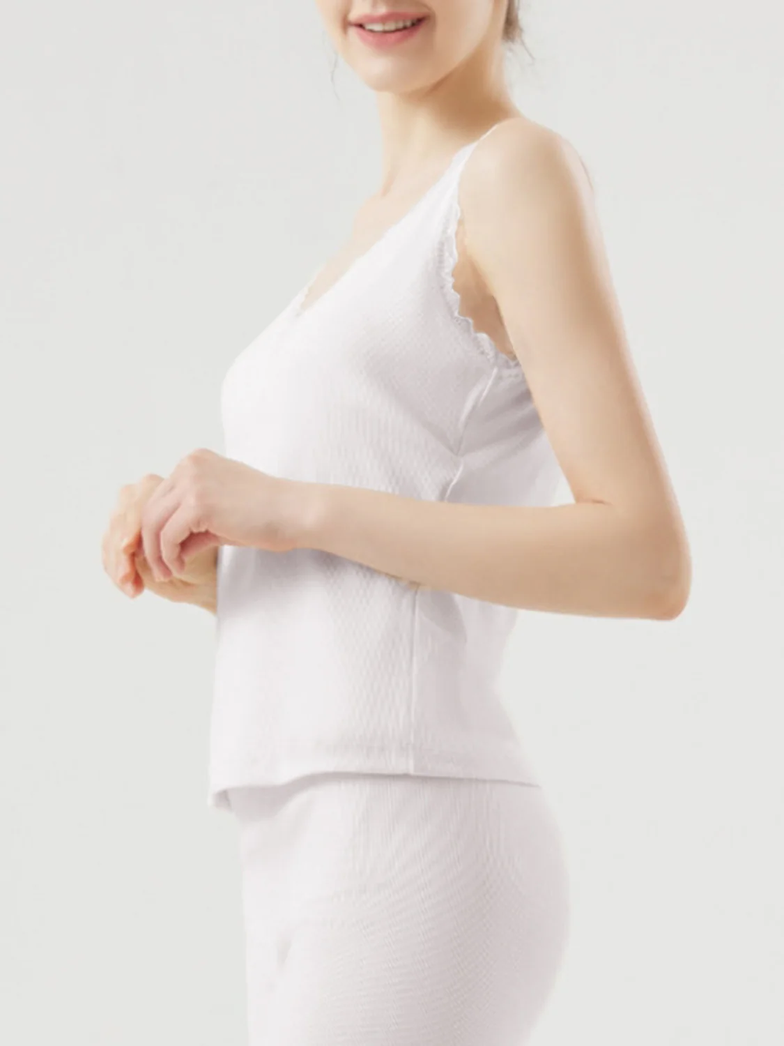Lace Detail V-Neck Wide Strap Tank - Image 3