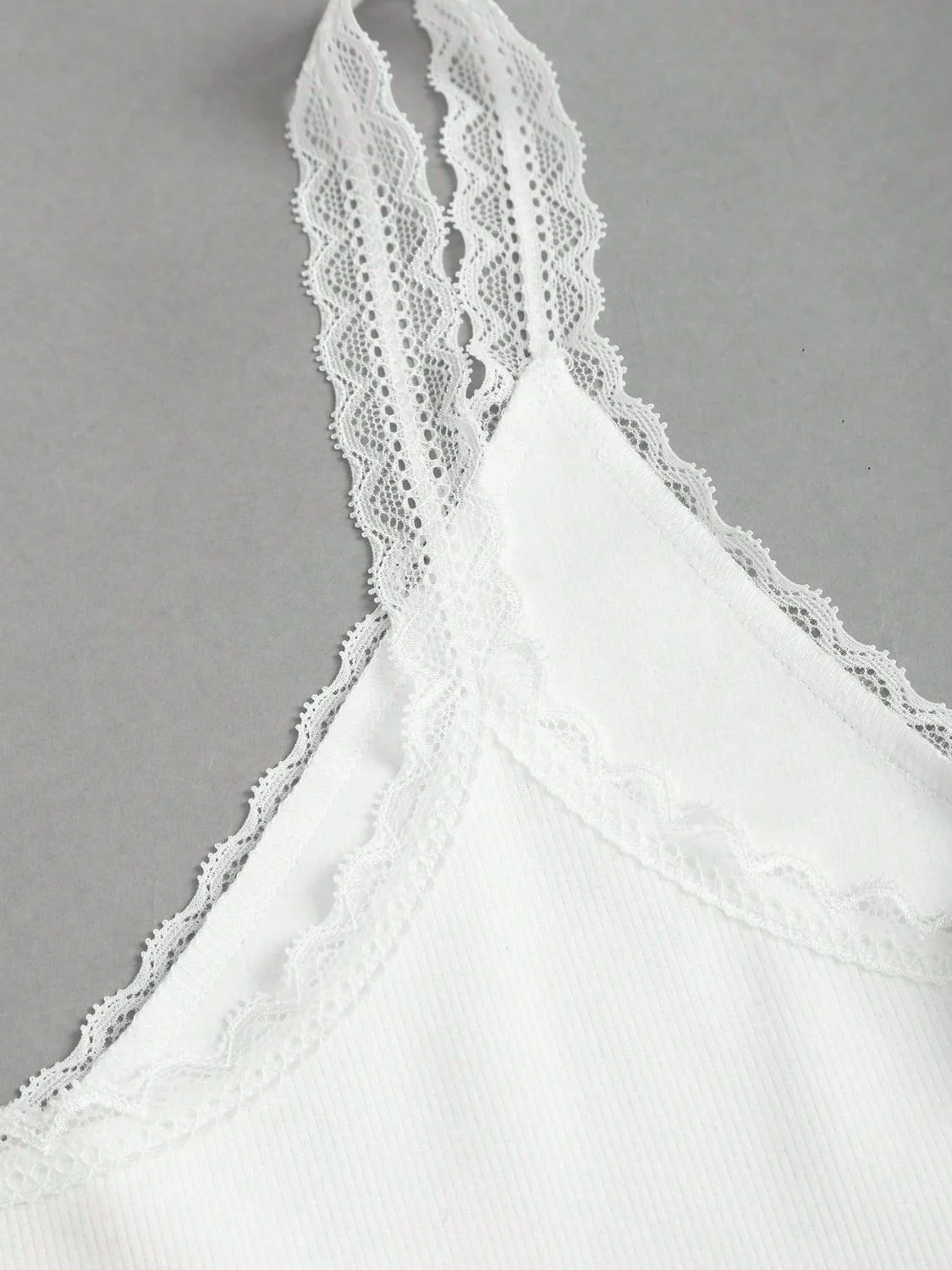 Lace Detail V-Neck Wide Strap Tank - Image 6