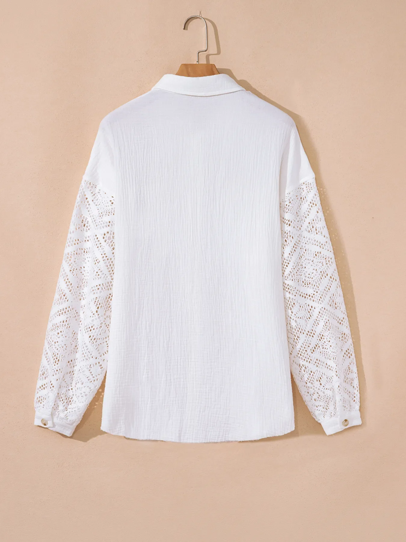 Lace Sleeve Button Down Shirt - Image 8