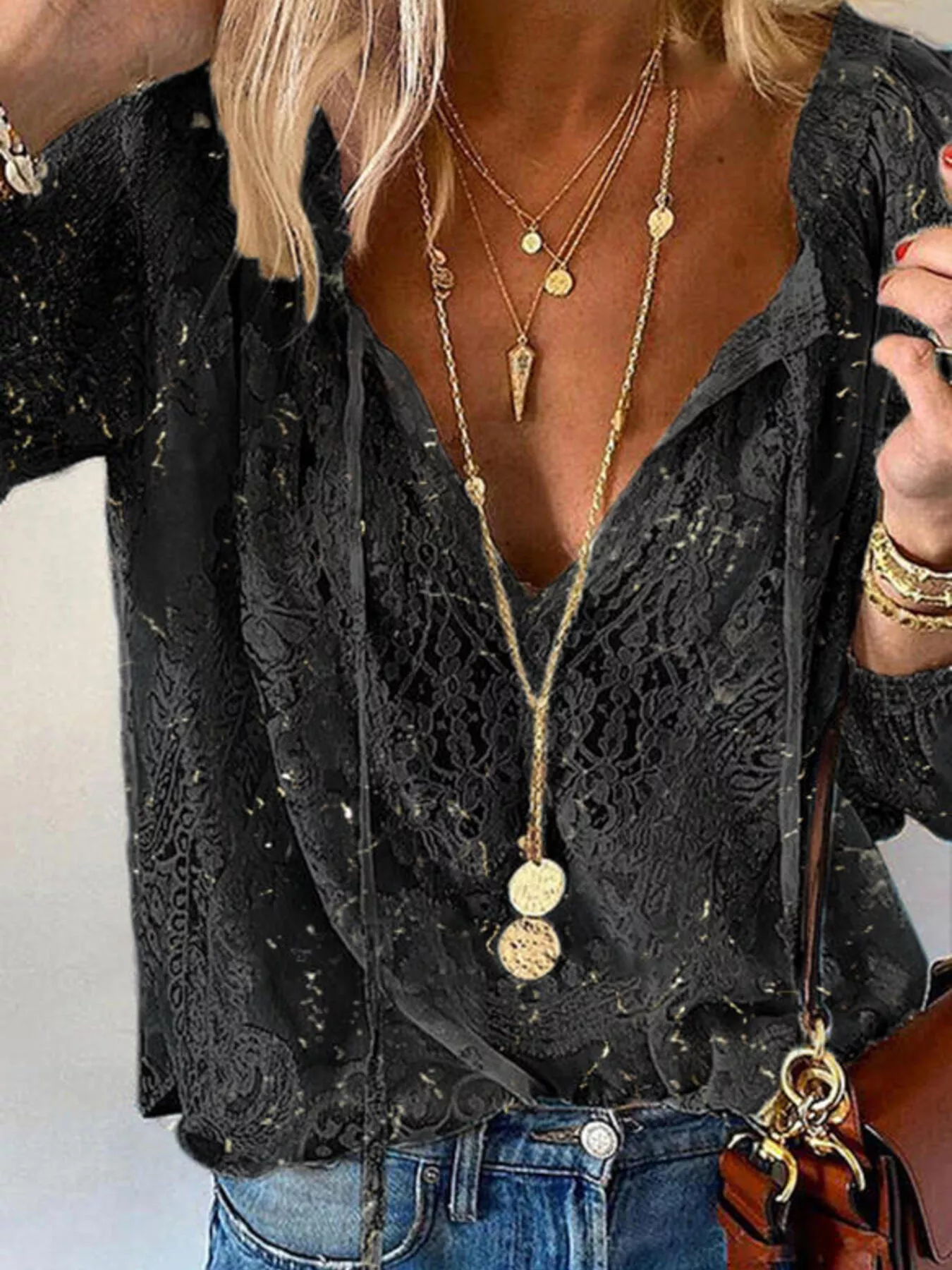 Lace Tie-Neck Blouse - Image 6