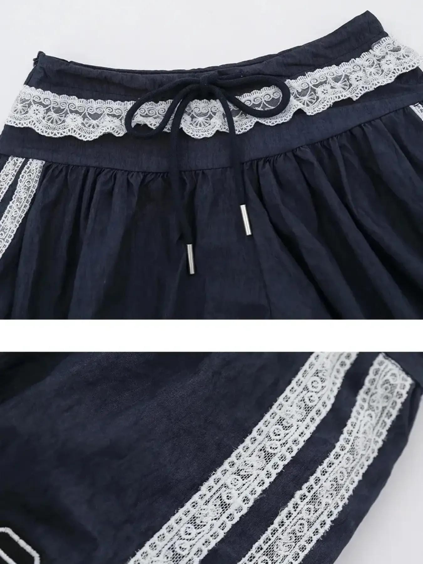 Lace Trim Shorts with Drawstring - Image 3
