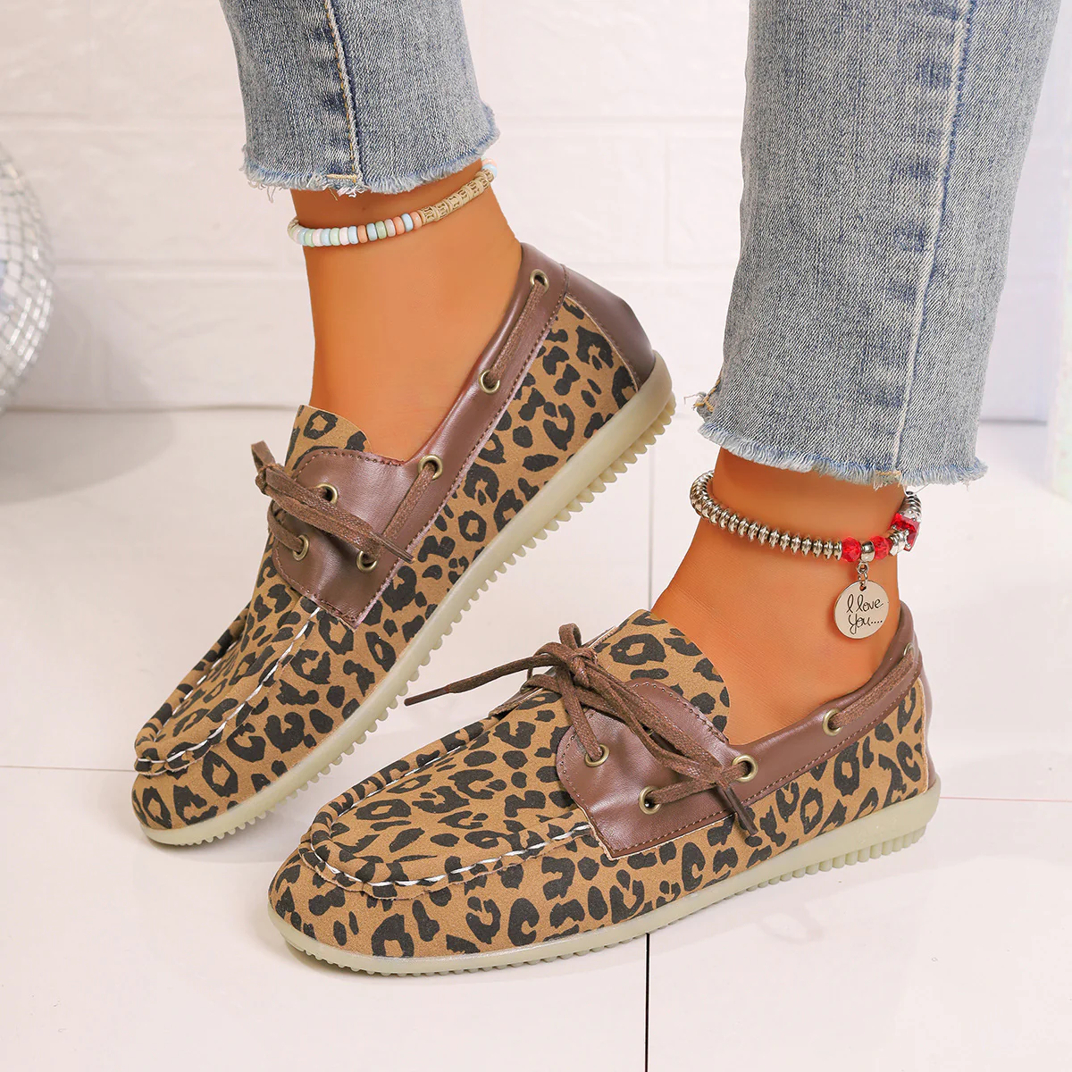 Lace Up Leopard Slip-Ons - Image 6