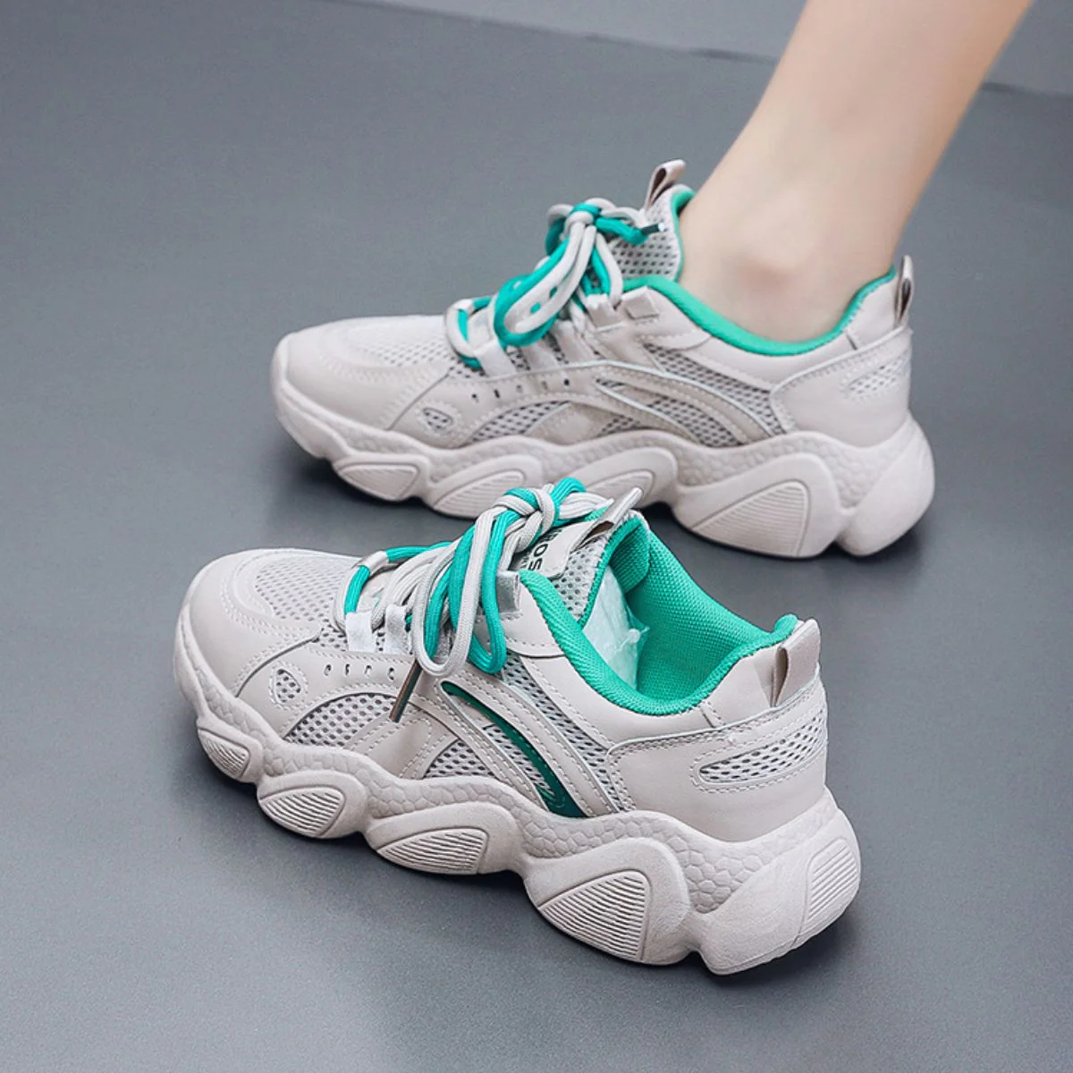 Lace Up Mesh Breathable Athletic Sneakers - Image 4