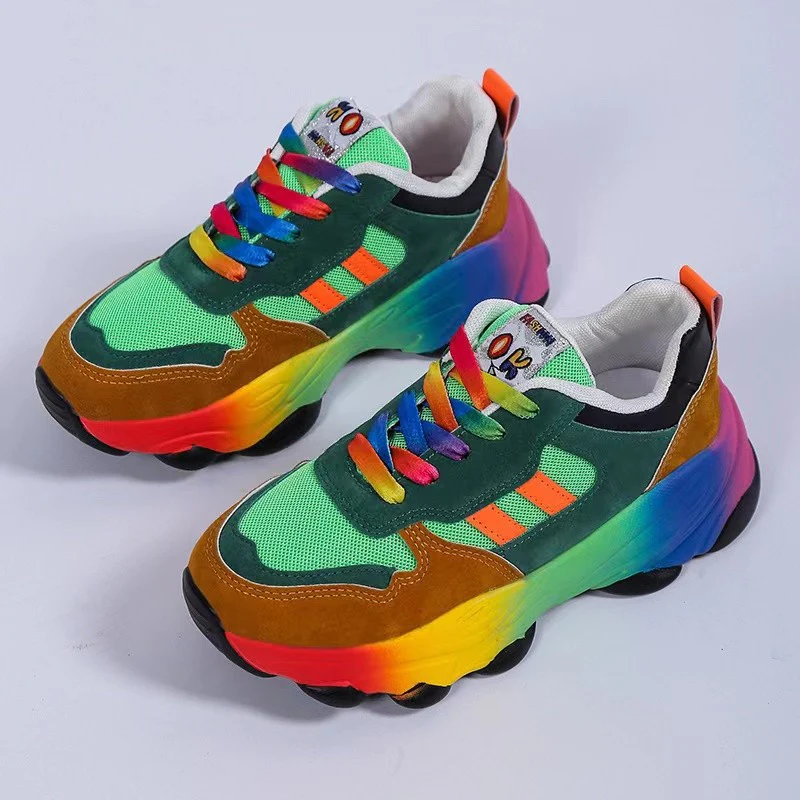 Lace-Up Mesh Round Toe Platform Sneakers - Image 4