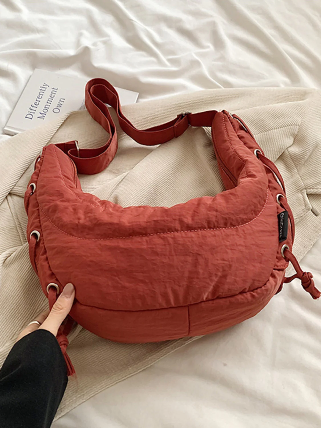 Lace-Up Polyester Crossbody Bag - Image 14