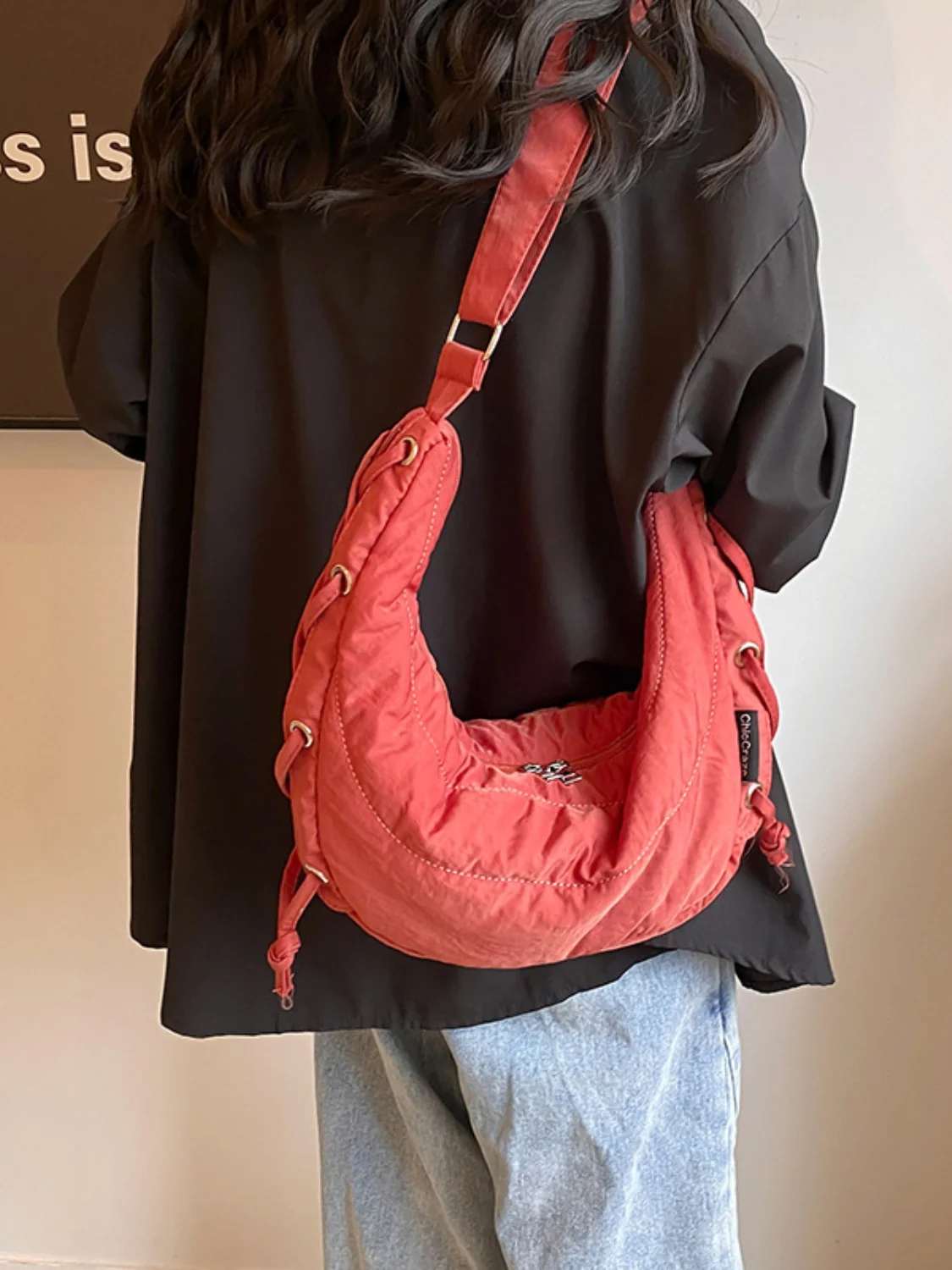 Lace-Up Polyester Crossbody Bag - Image 15