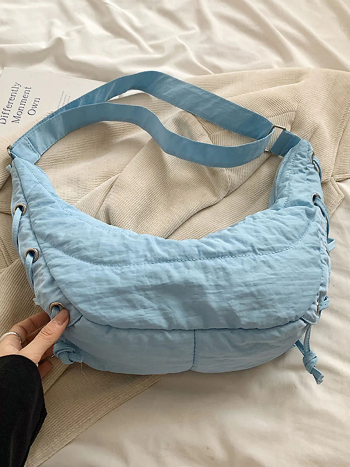 Lace-Up Polyester Crossbody Bag - Image 18