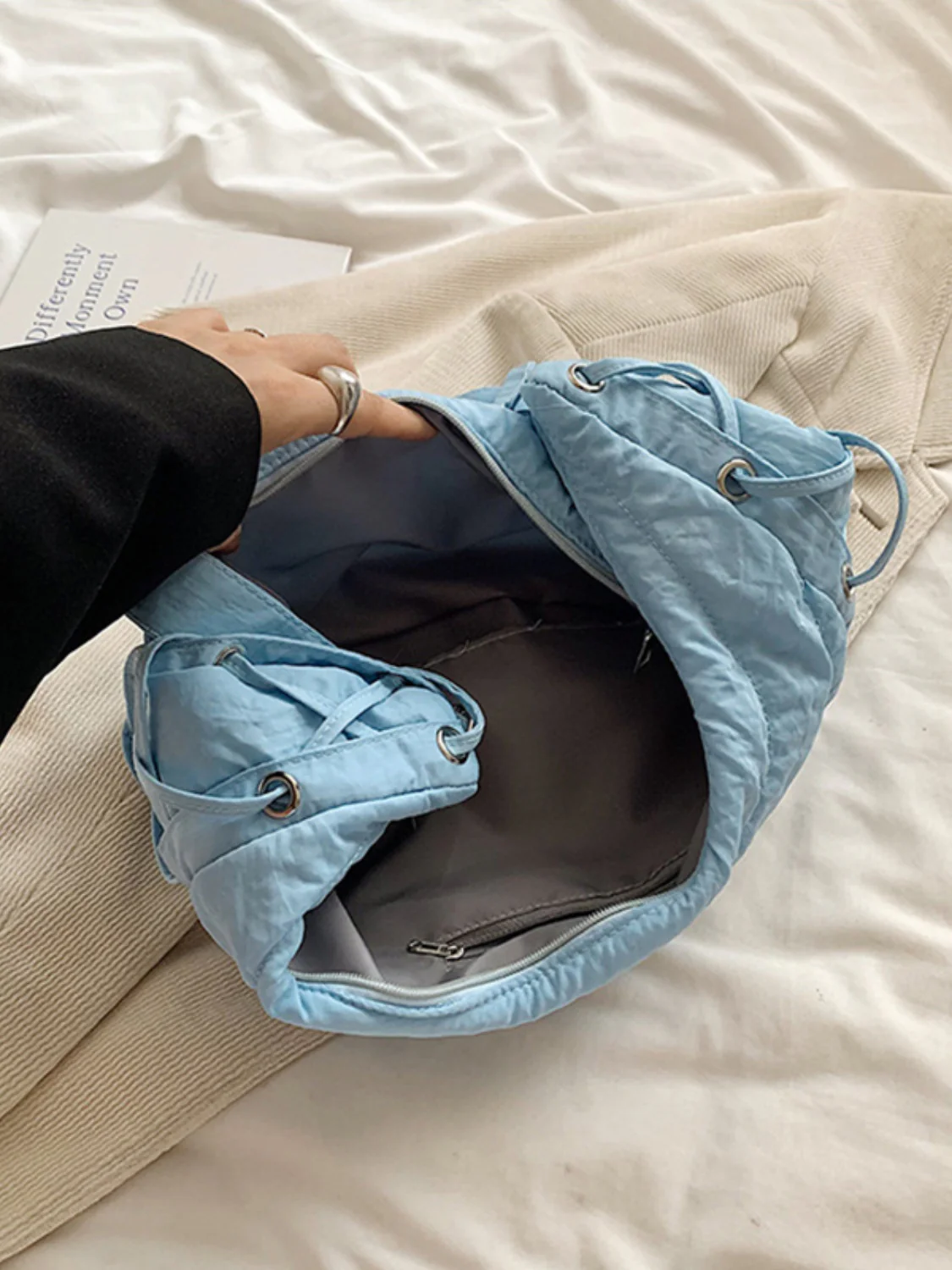 Lace-Up Polyester Crossbody Bag - Image 19