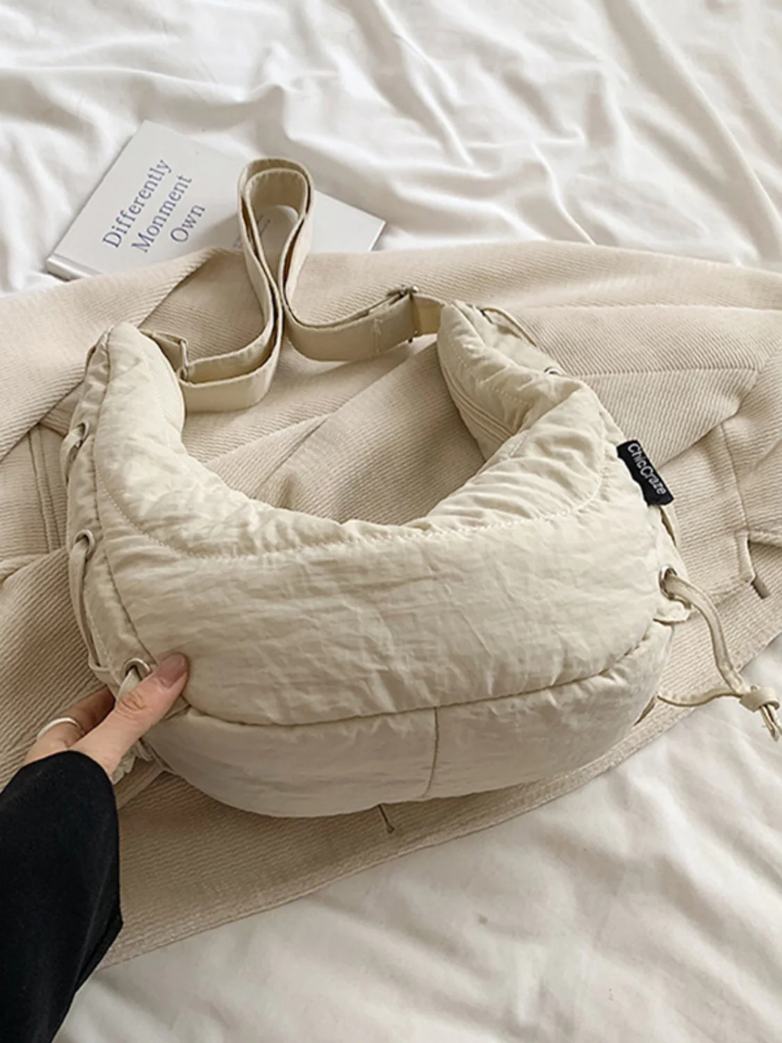Lace-Up Polyester Crossbody Bag - Image 2