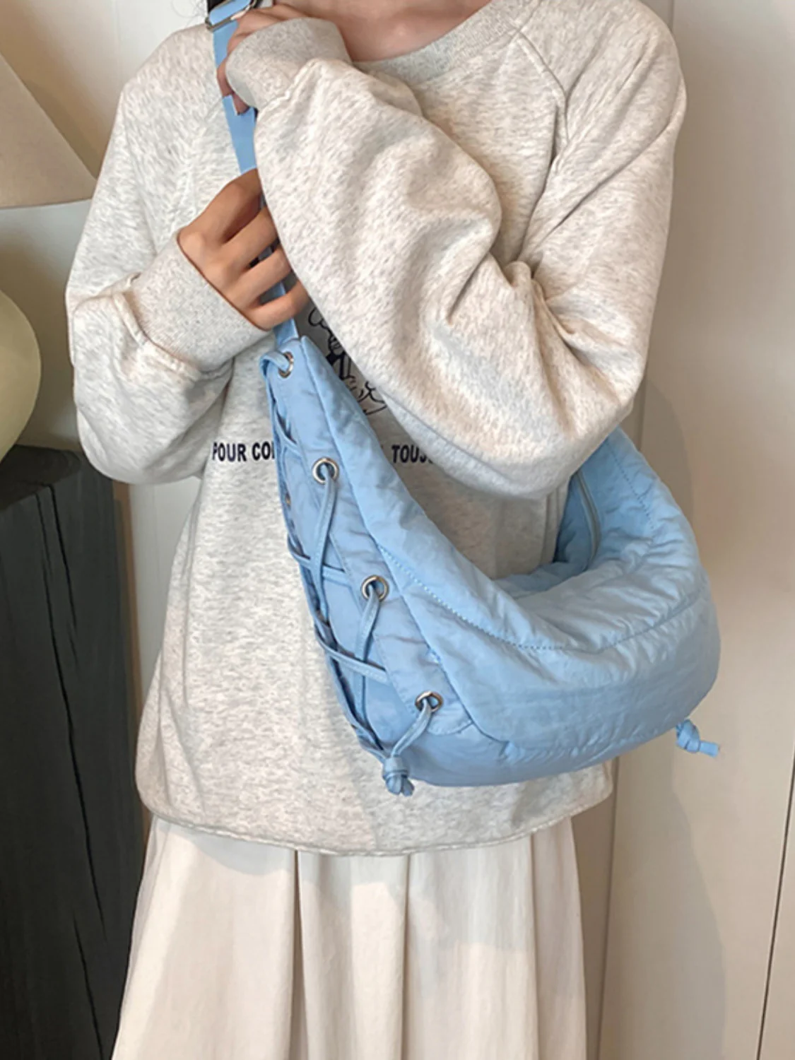Lace-Up Polyester Crossbody Bag - Image 21