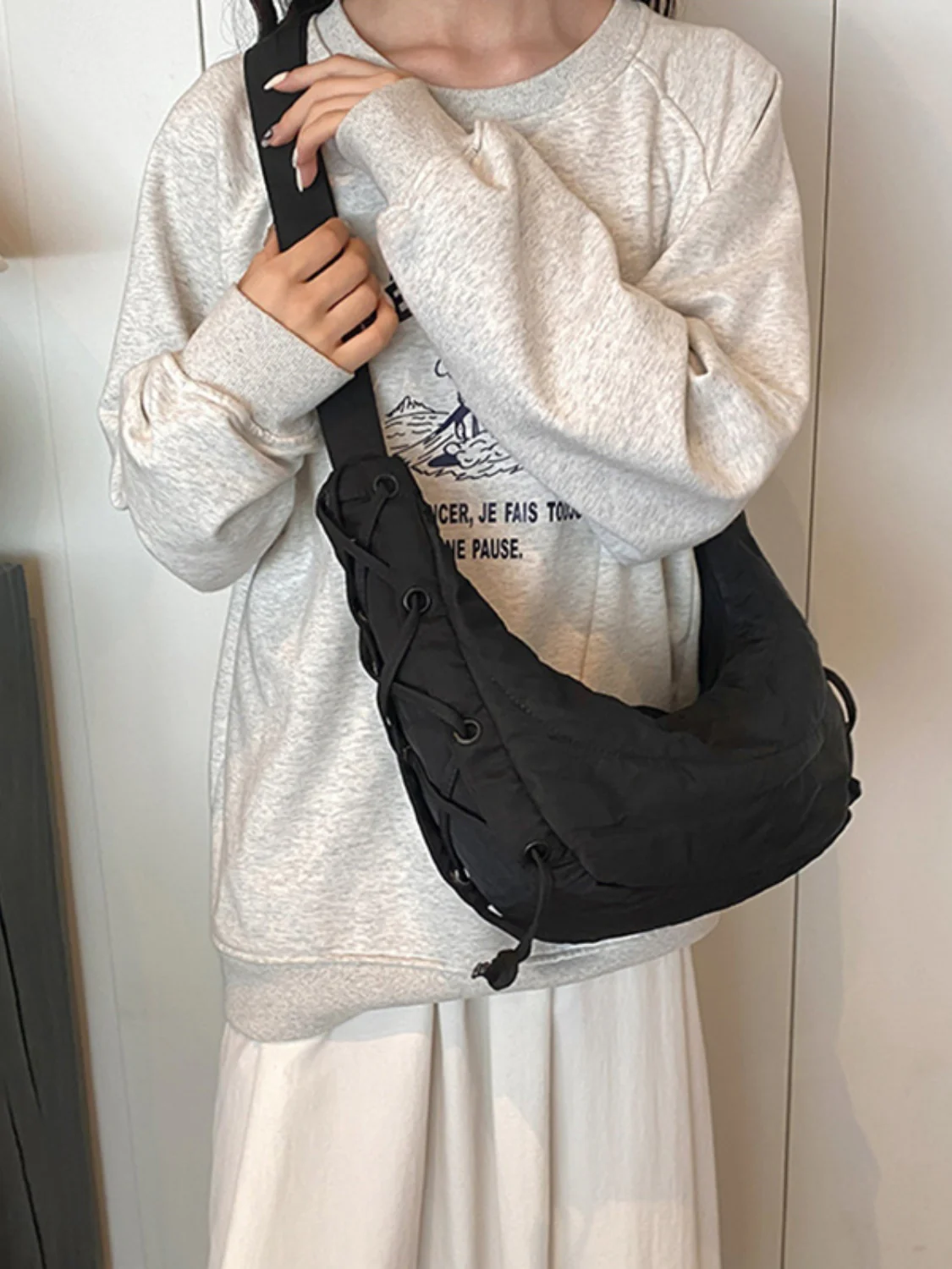 Lace-Up Polyester Crossbody Bag - Image 25