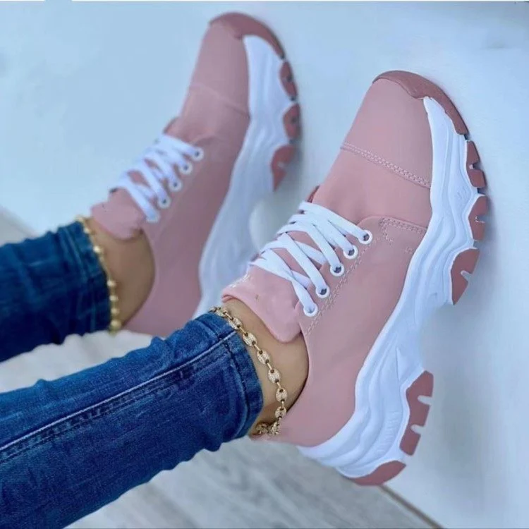 Lace-Up Round Neck Platform Sneakers - Image 3