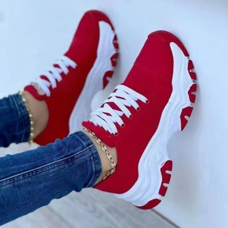 Lace-Up Round Neck Platform Sneakers - Image 4