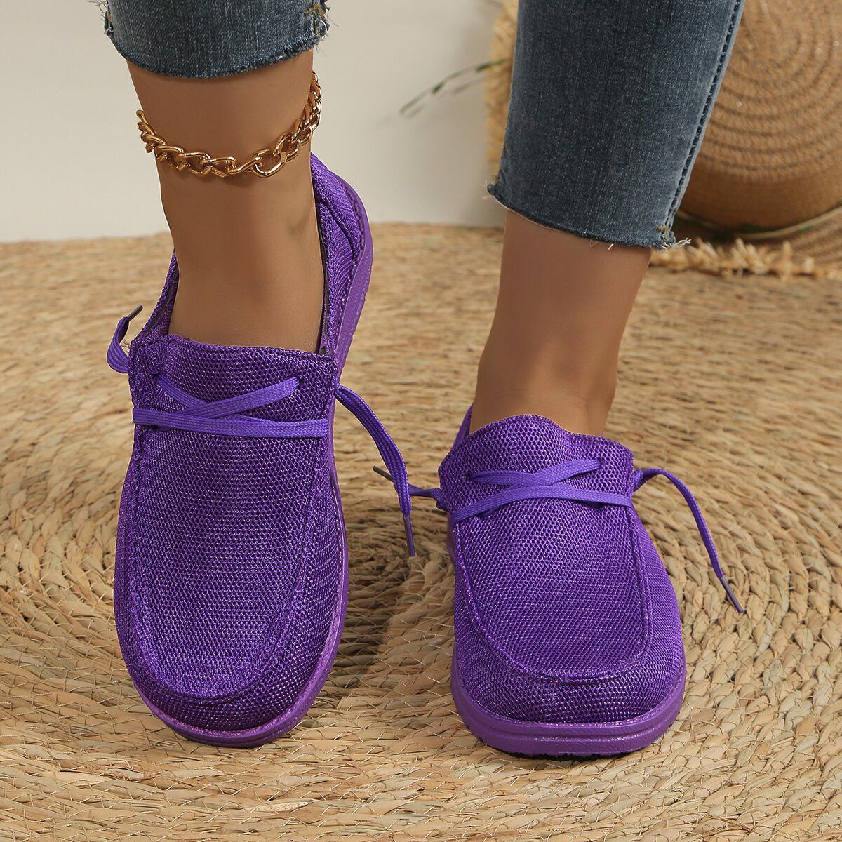 Lace Up Round Toe Slip-Ons - Image 5