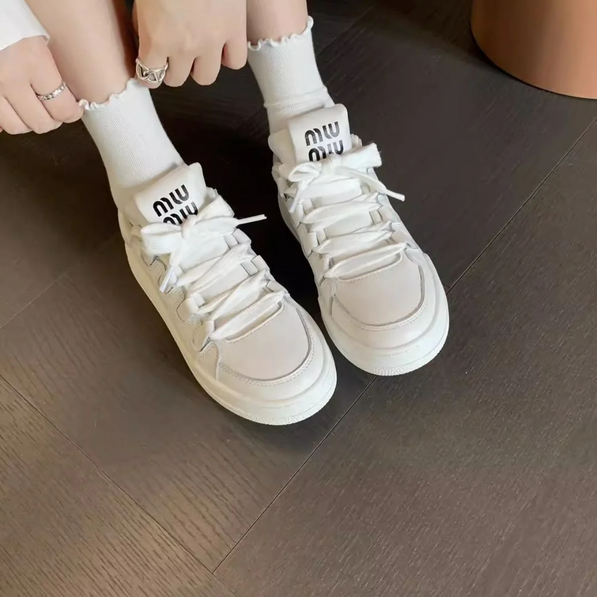 Lace Up Round Toe Sneakers - Image 3