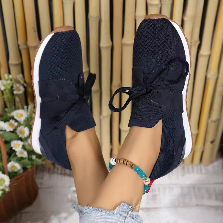Lace Up Round Toe Woven Athletic Sneakers - Image 26