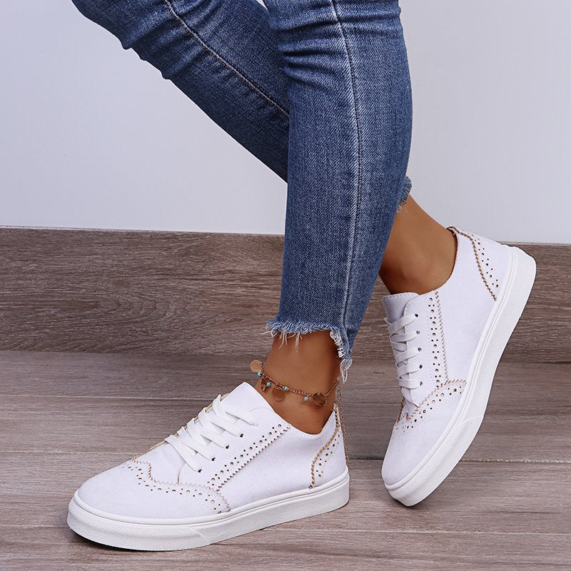Lace-Up Suedette Flat Sneakers - Image 10