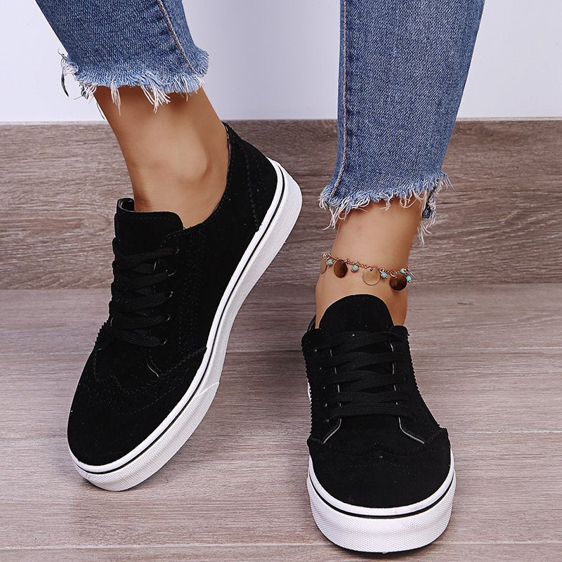 Lace-Up Suedette Flat Sneakers - Image 5