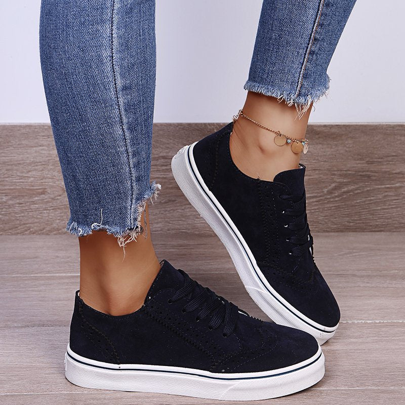 Lace-Up Suedette Flat Sneakers - Image 6