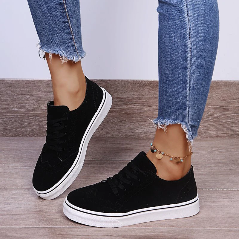 Lace-Up Suedette Flat Sneakers - Image 7