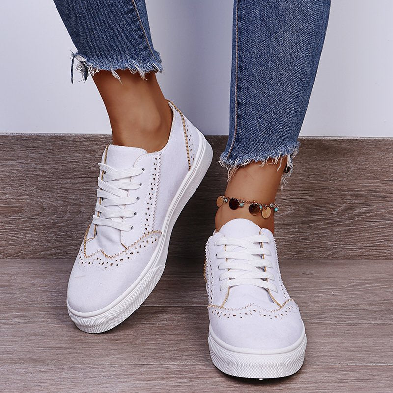 Lace-Up Suedette Flat Sneakers - Image 8