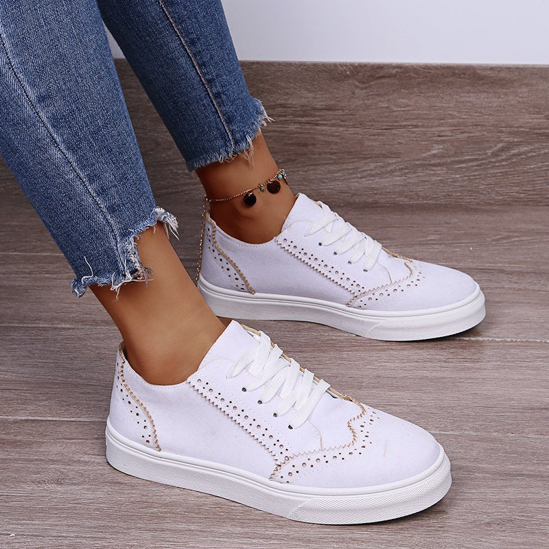 Lace-Up Suedette Flat Sneakers - Image 9