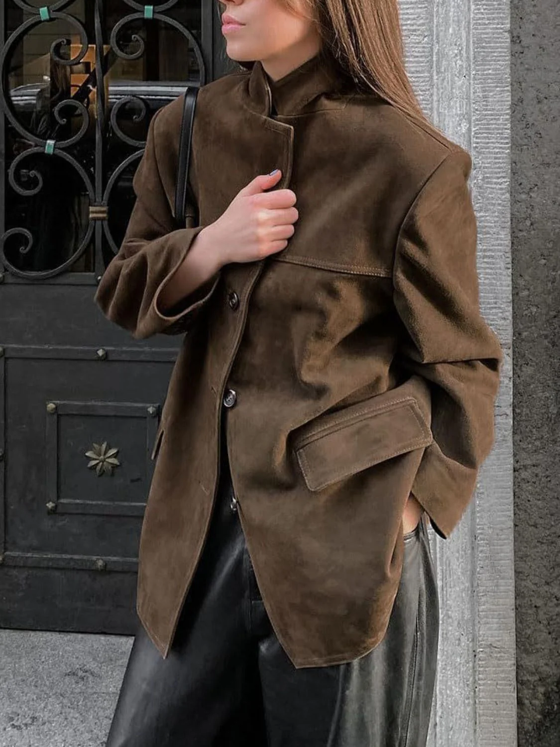 Lapel Collar Button Up Jacket - Image 3