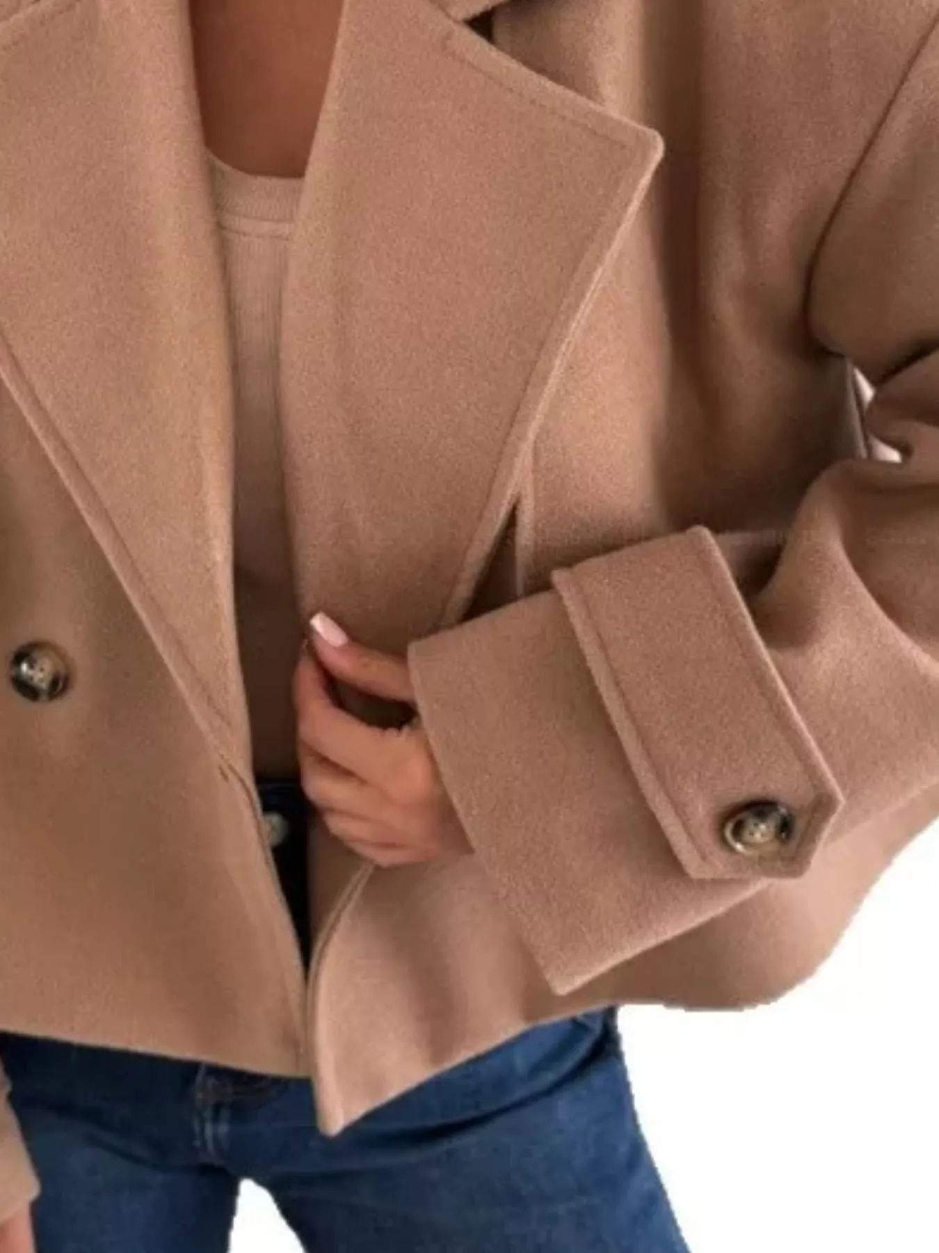 Lapel Collar Dropped Shoulder Jacket - Image 3