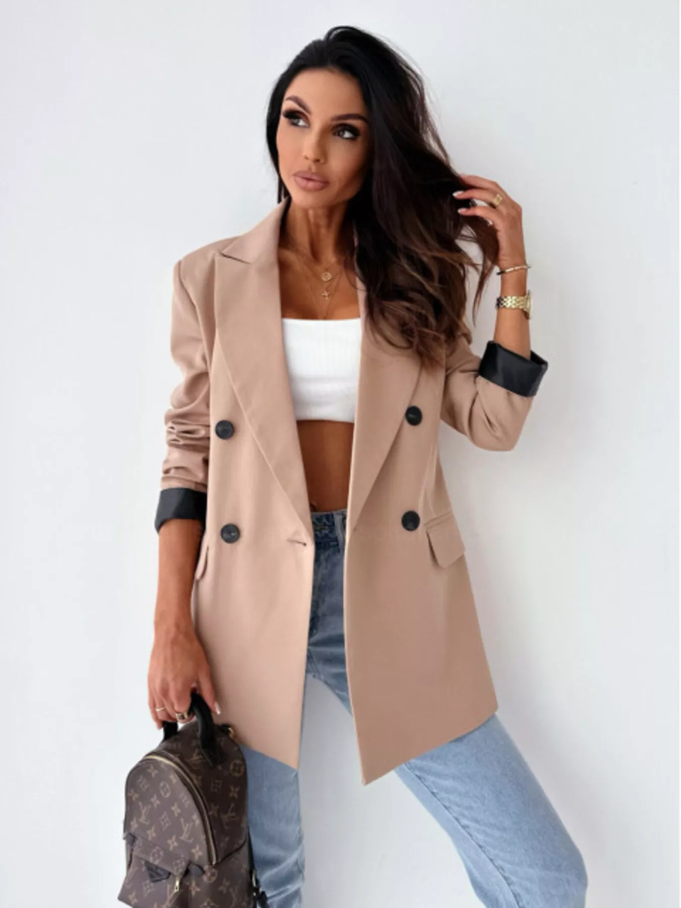 Lapel Collar Long Sleeve Blazer - Image 5