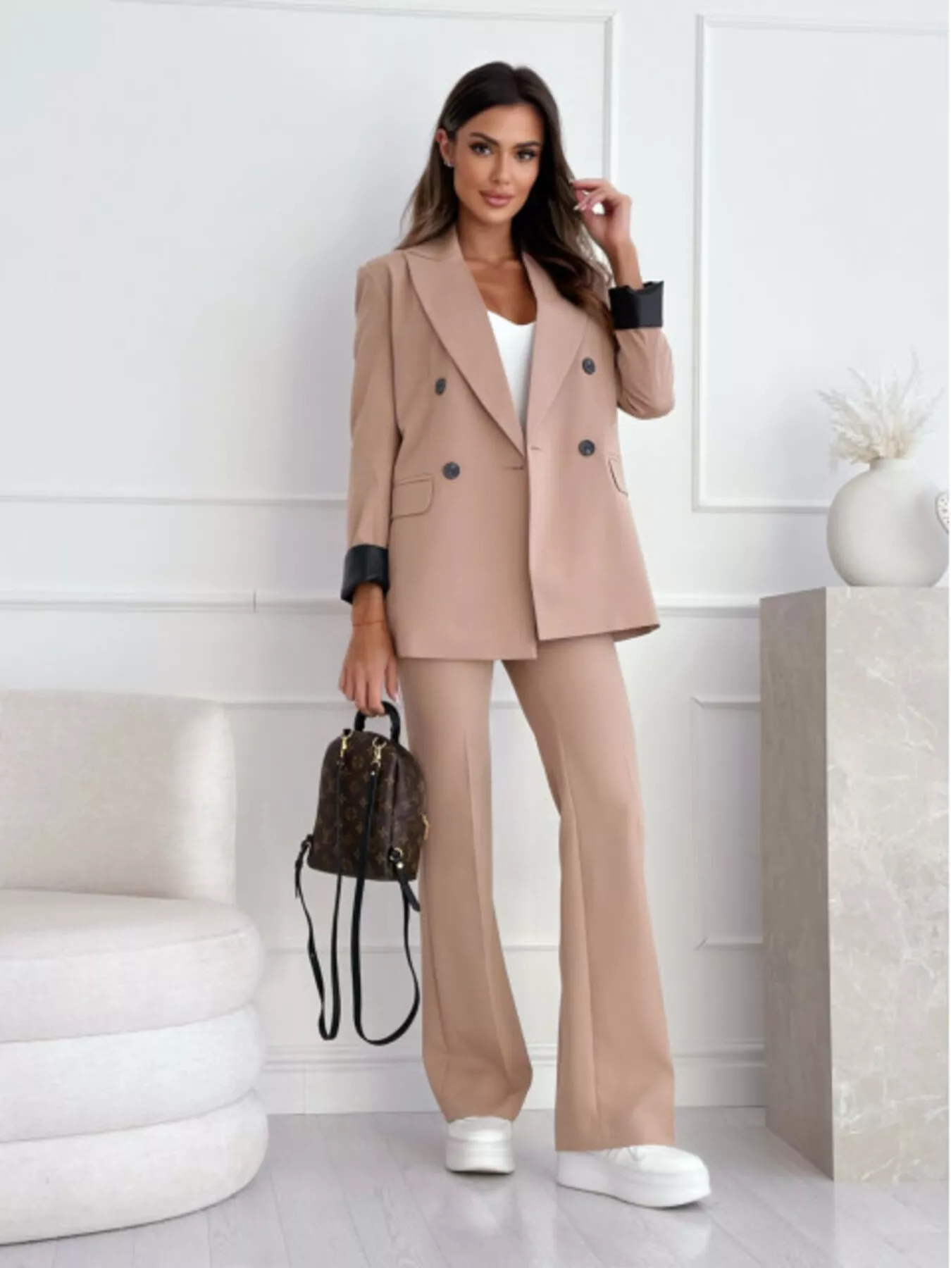 Lapel Collar Long Sleeve Blazer - Image 6