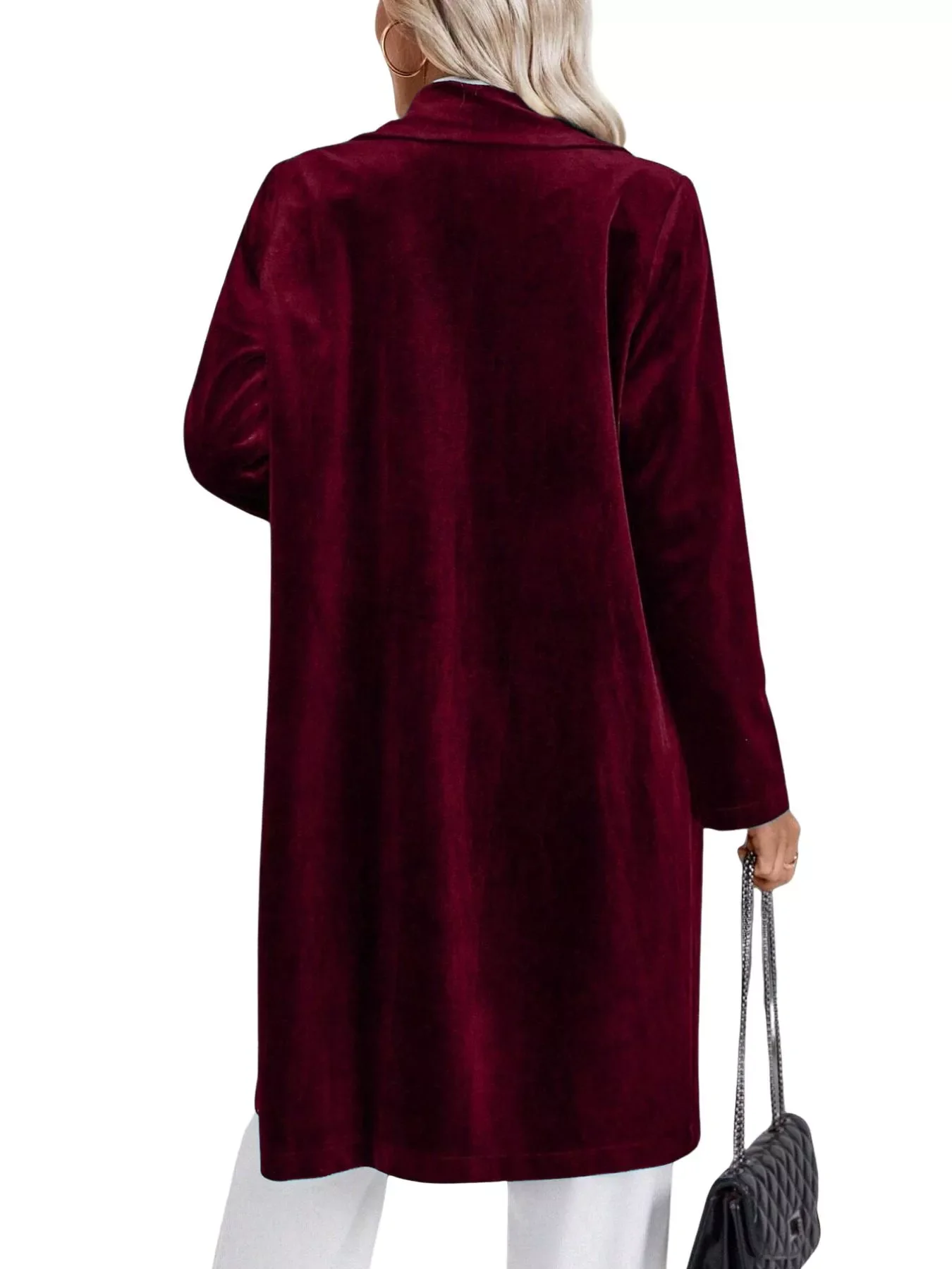 Lapel Collar Long Sleeve Longline Coat - Image 24