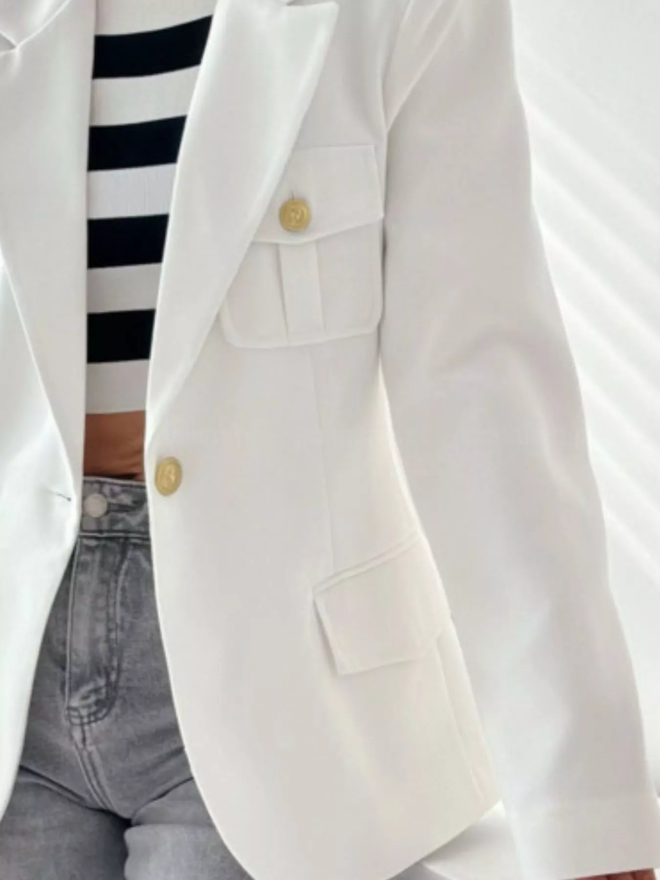 Lapel Collar One Button Blazer - Image 13