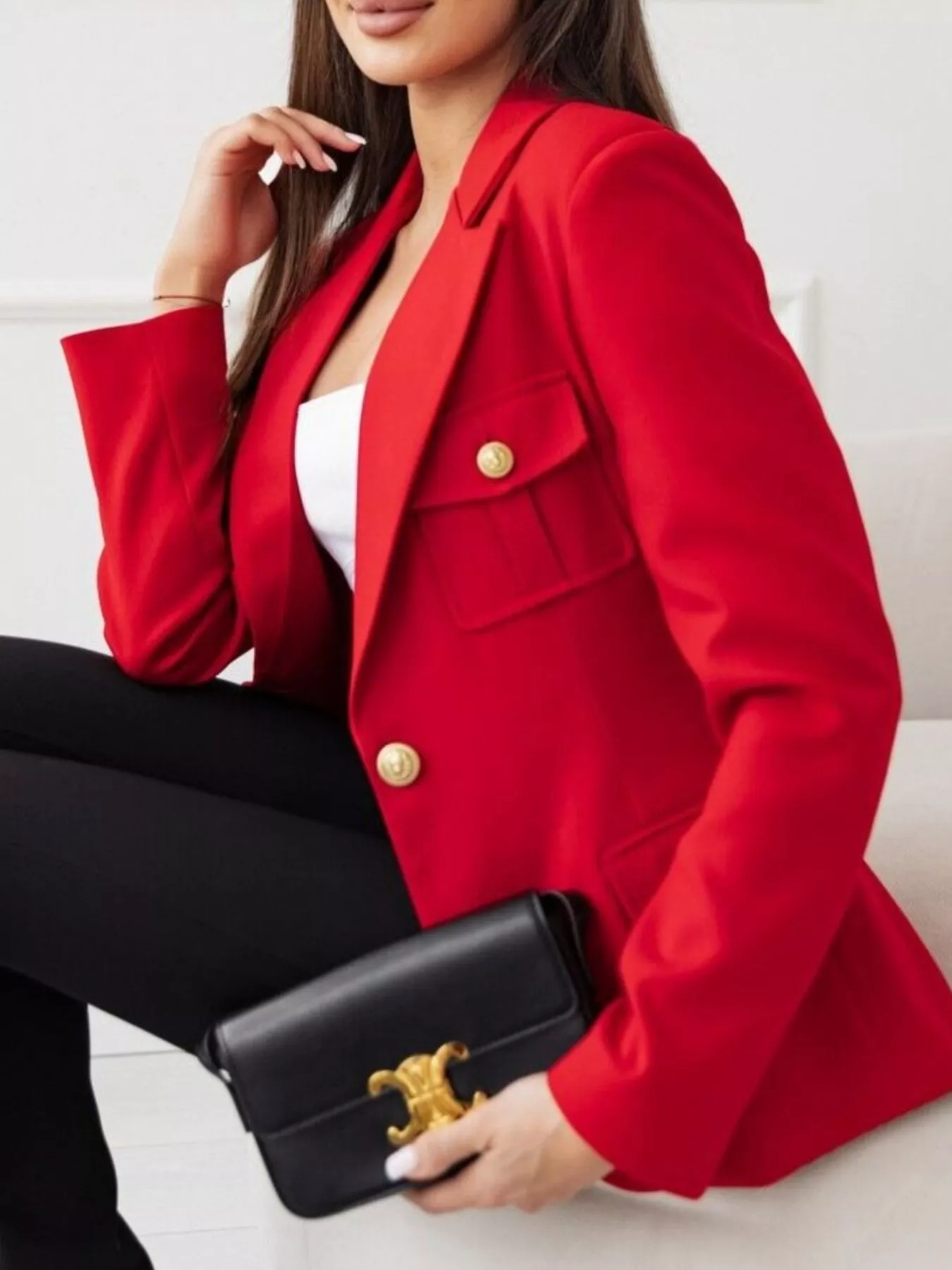 Lapel Collar One Button Blazer - Image 14