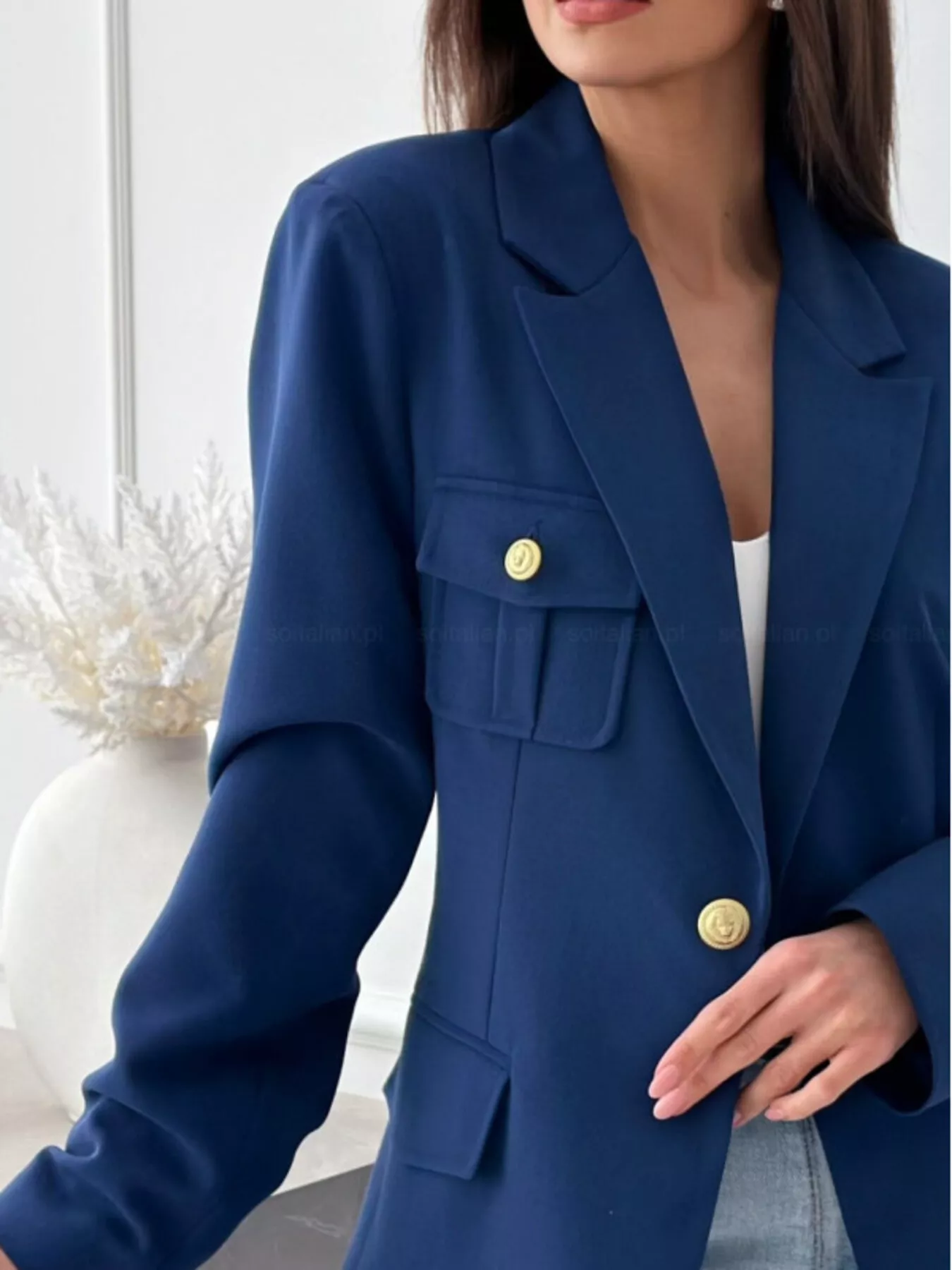 Lapel Collar One Button Blazer - Image 5