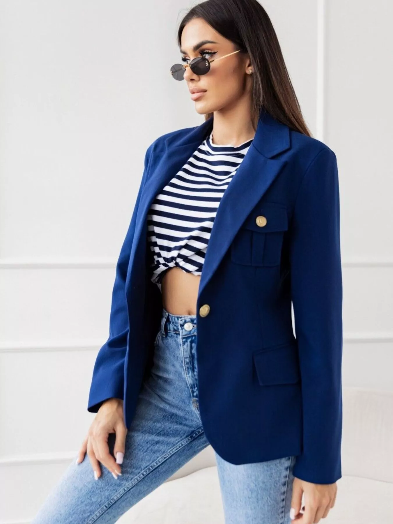 Lapel Collar One Button Blazer - Image 6