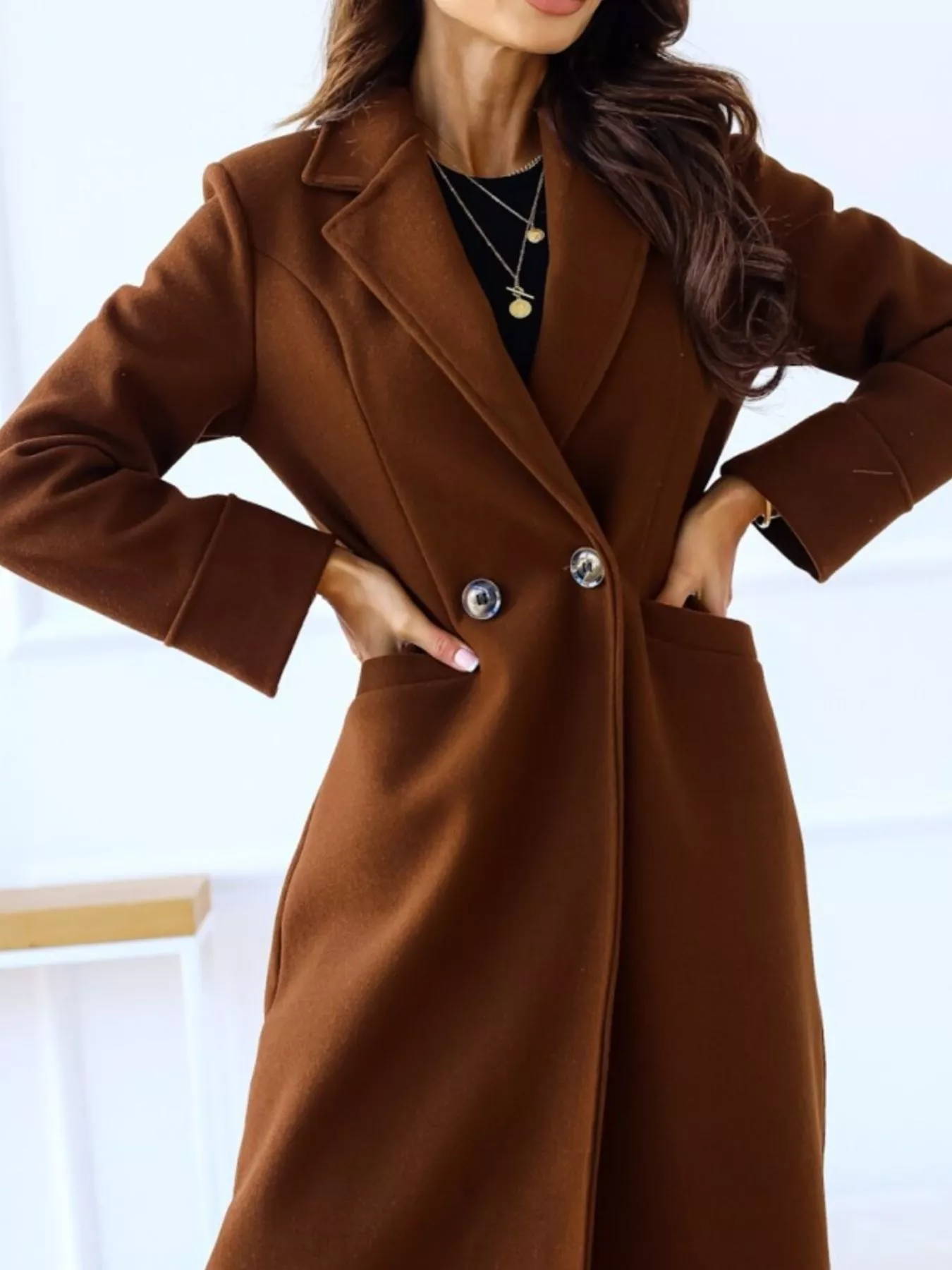 Lapel Collar Wool Blend Overcoat - Image 12