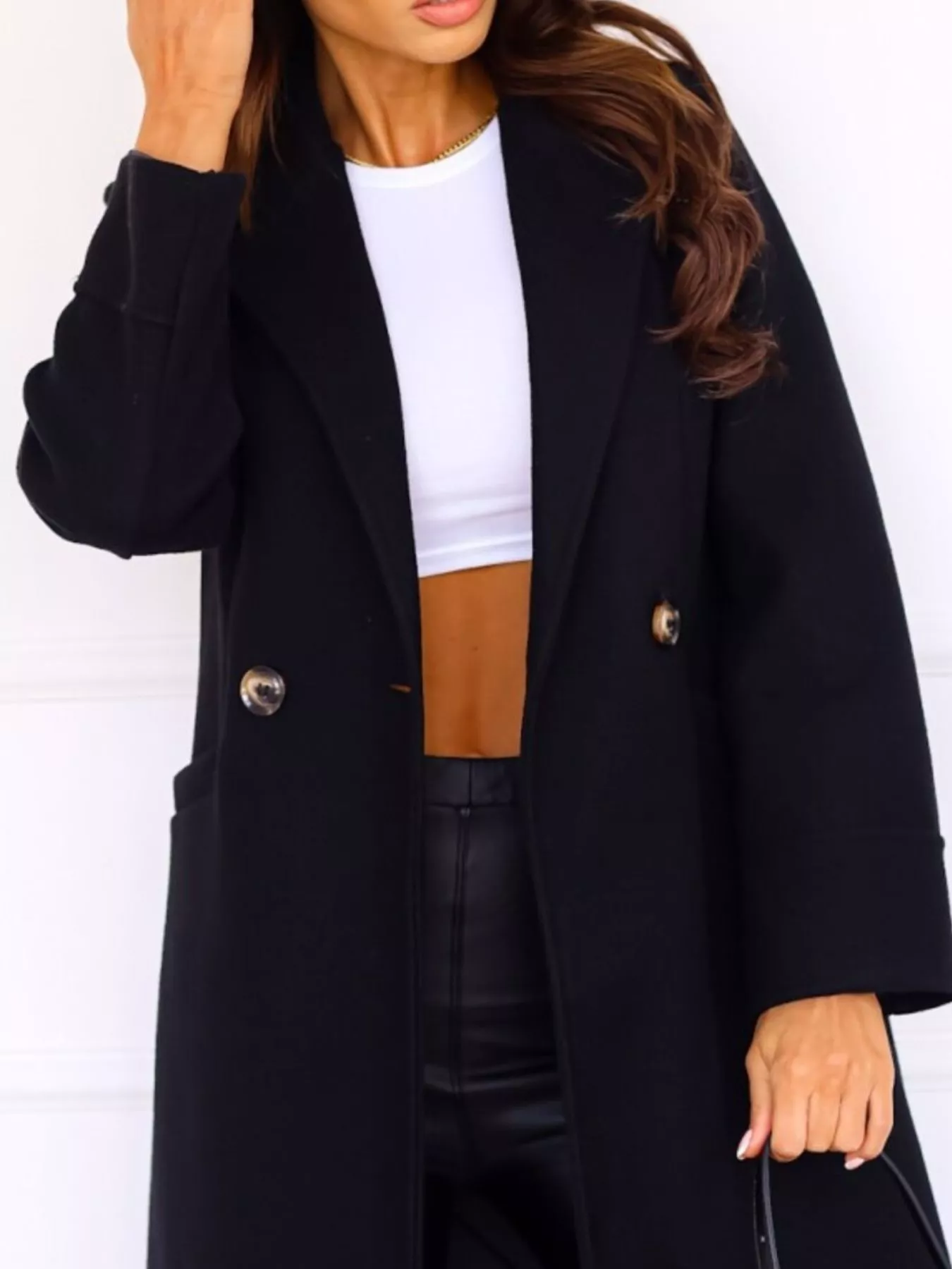 Lapel Collar Wool Blend Overcoat - Image 16