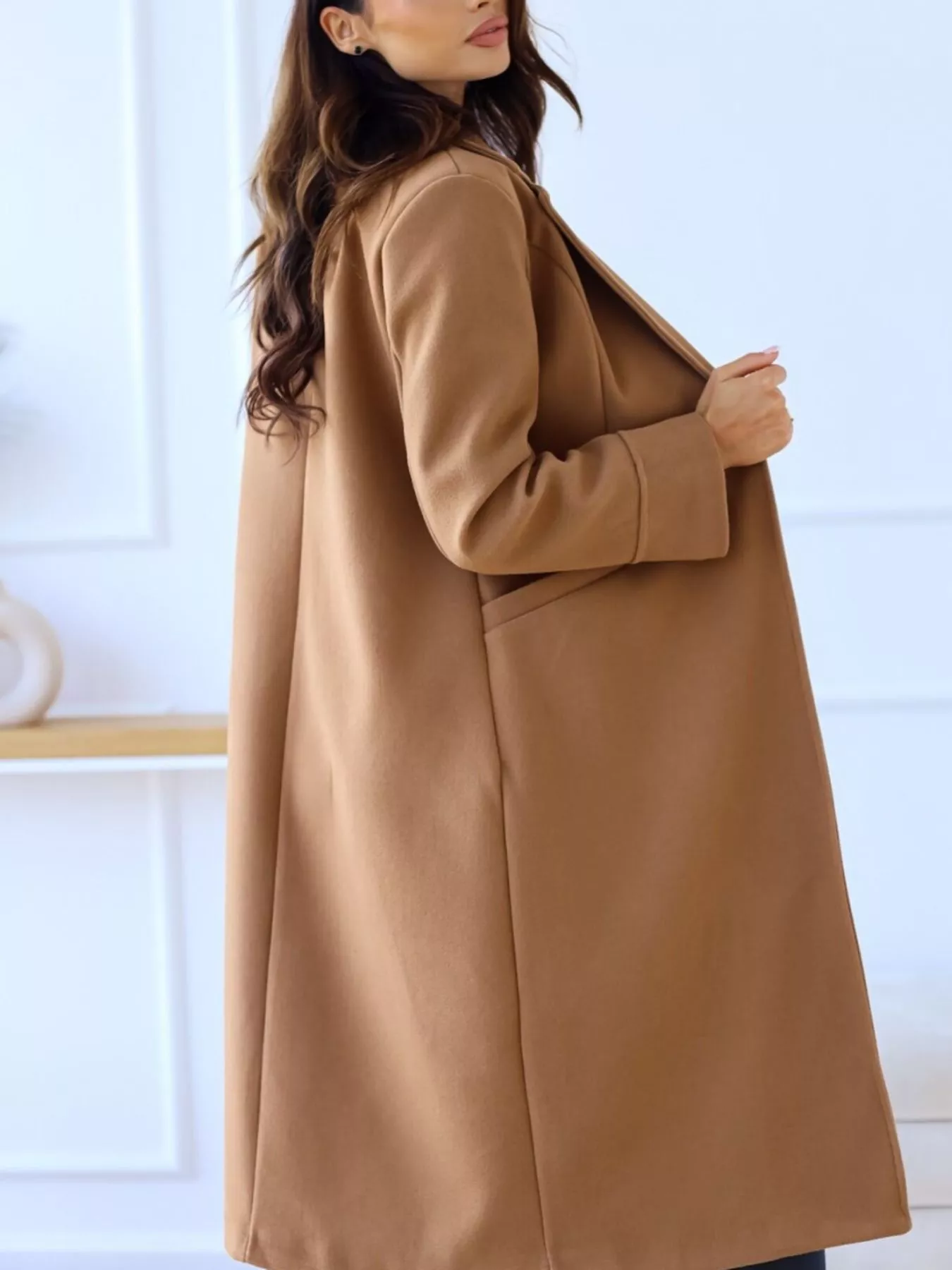 Lapel Collar Wool Blend Overcoat - Image 4