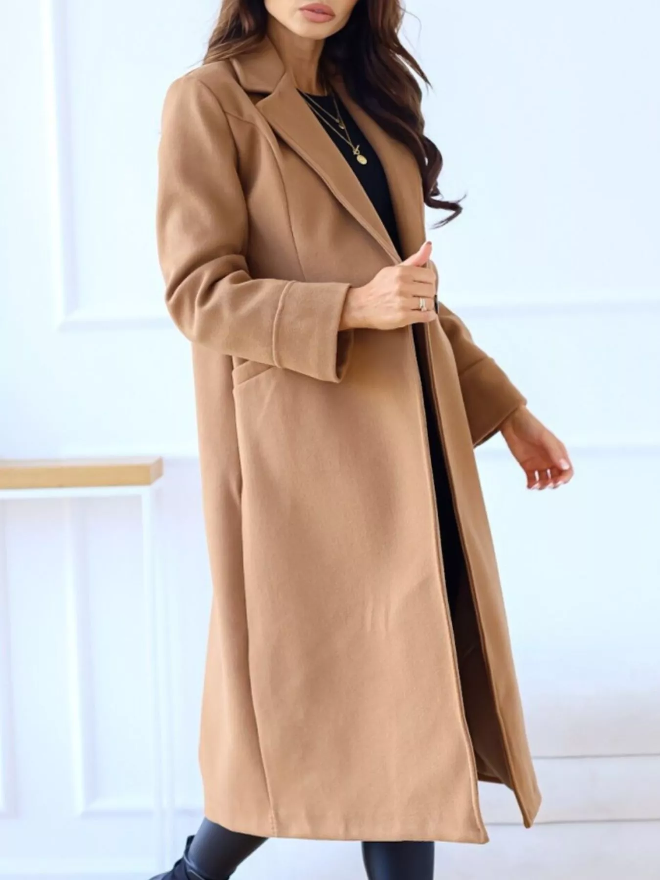 Lapel Collar Wool Blend Overcoat - Image 5