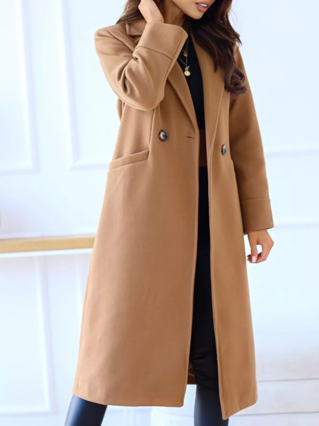 Lapel Collar Wool Blend Overcoat - Image 6