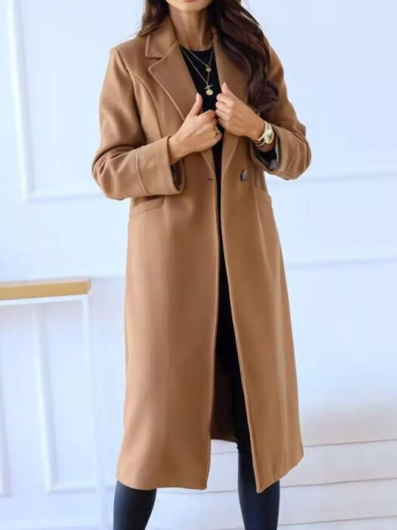 Lapel Collar Wool Blend Overcoat - Image 7