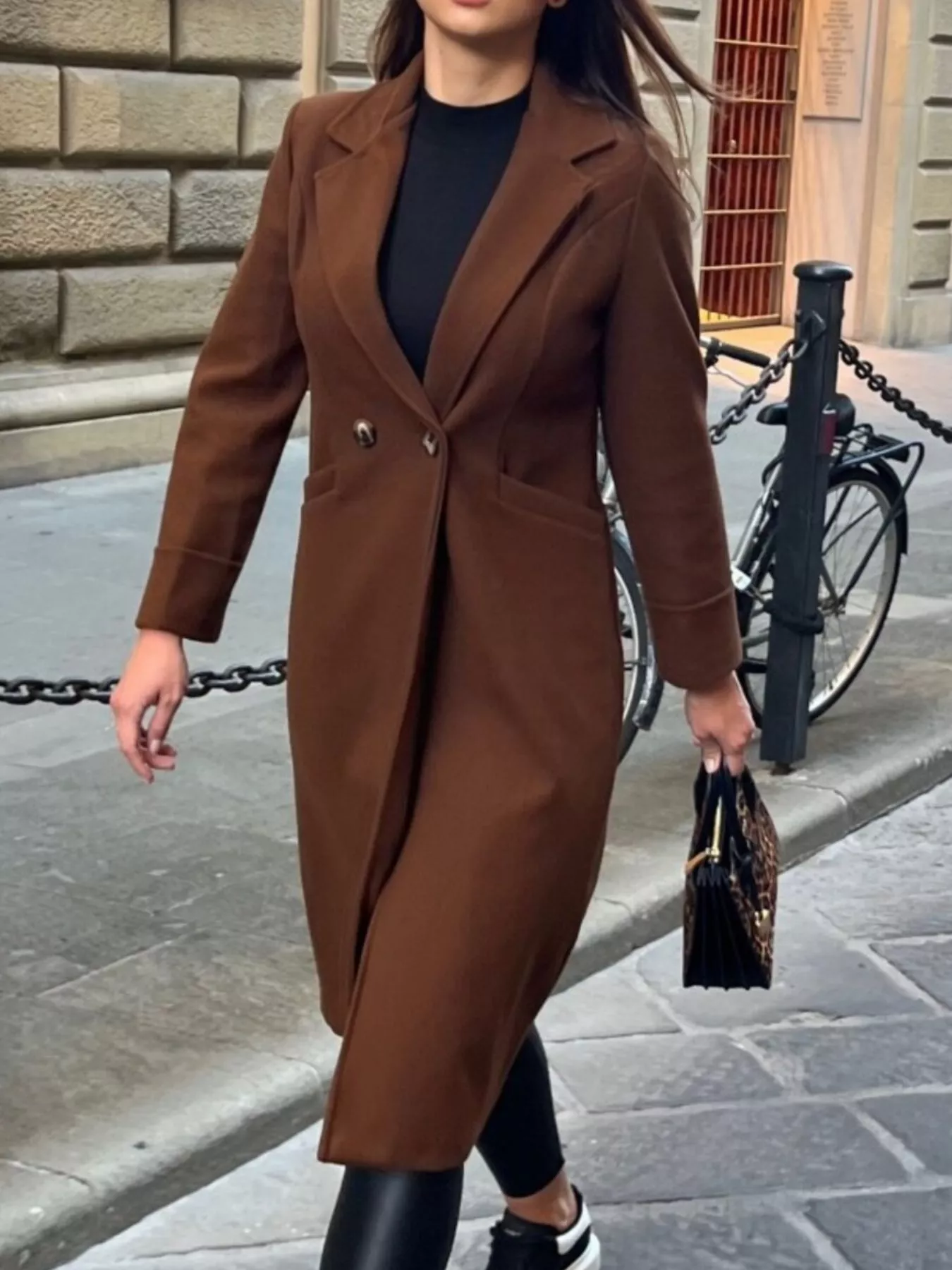 Lapel Collar Wool Blend Overcoat - Image 8
